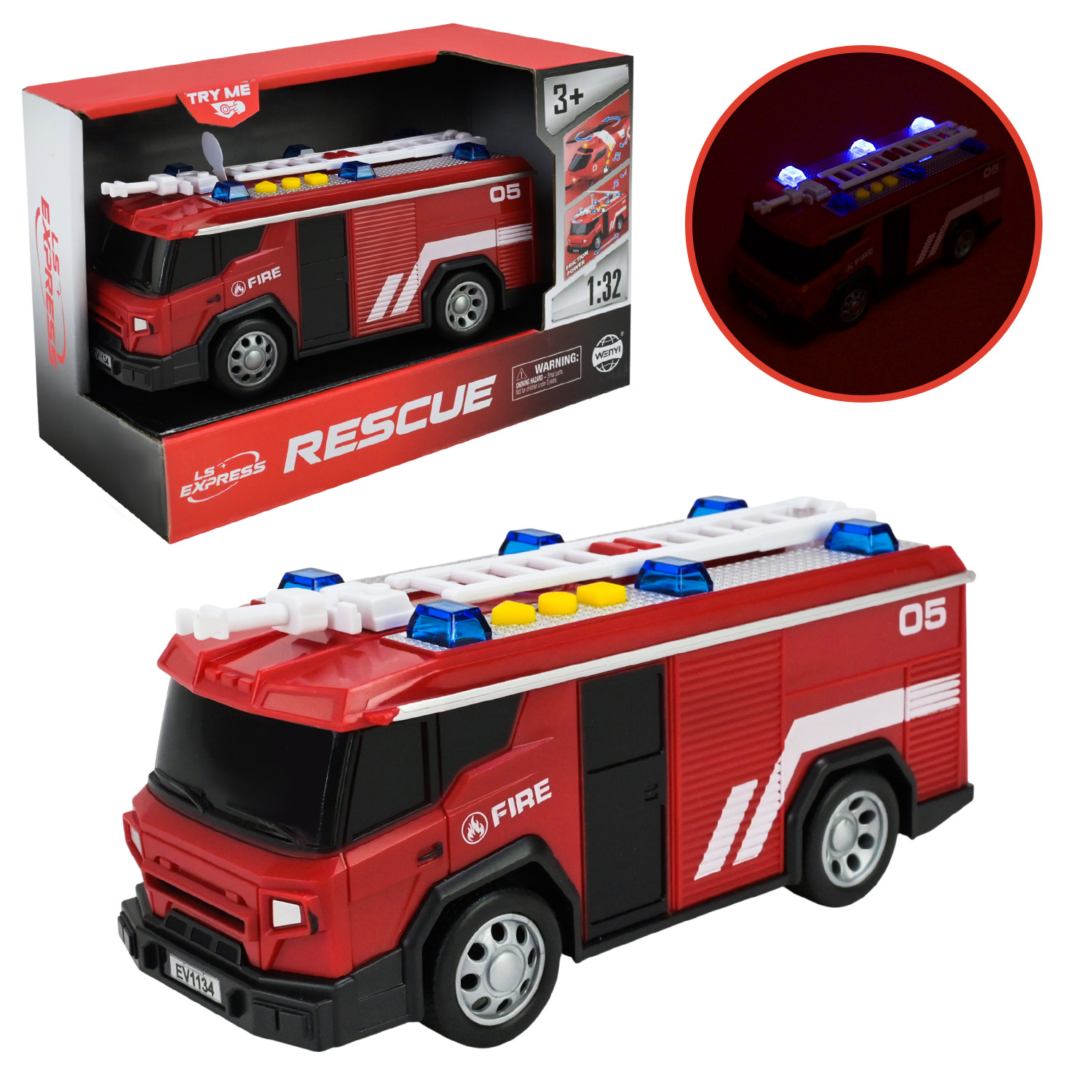 Машина батар. арт. WY1134A (96шт) "Пожежна охорона" інерція світло,звук,у короб.18,8*8,5*12,5см