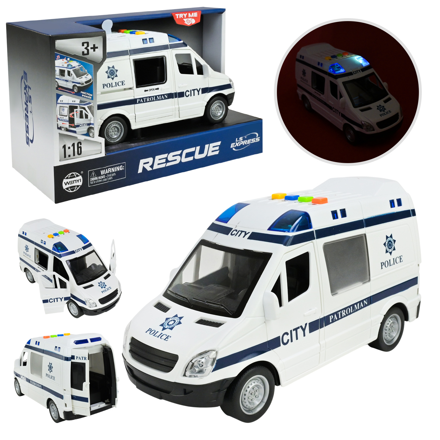 Машина батар. арт. WY590F (36шт) "Поліція" світло,звук,у короб.27*11,5*16,5см