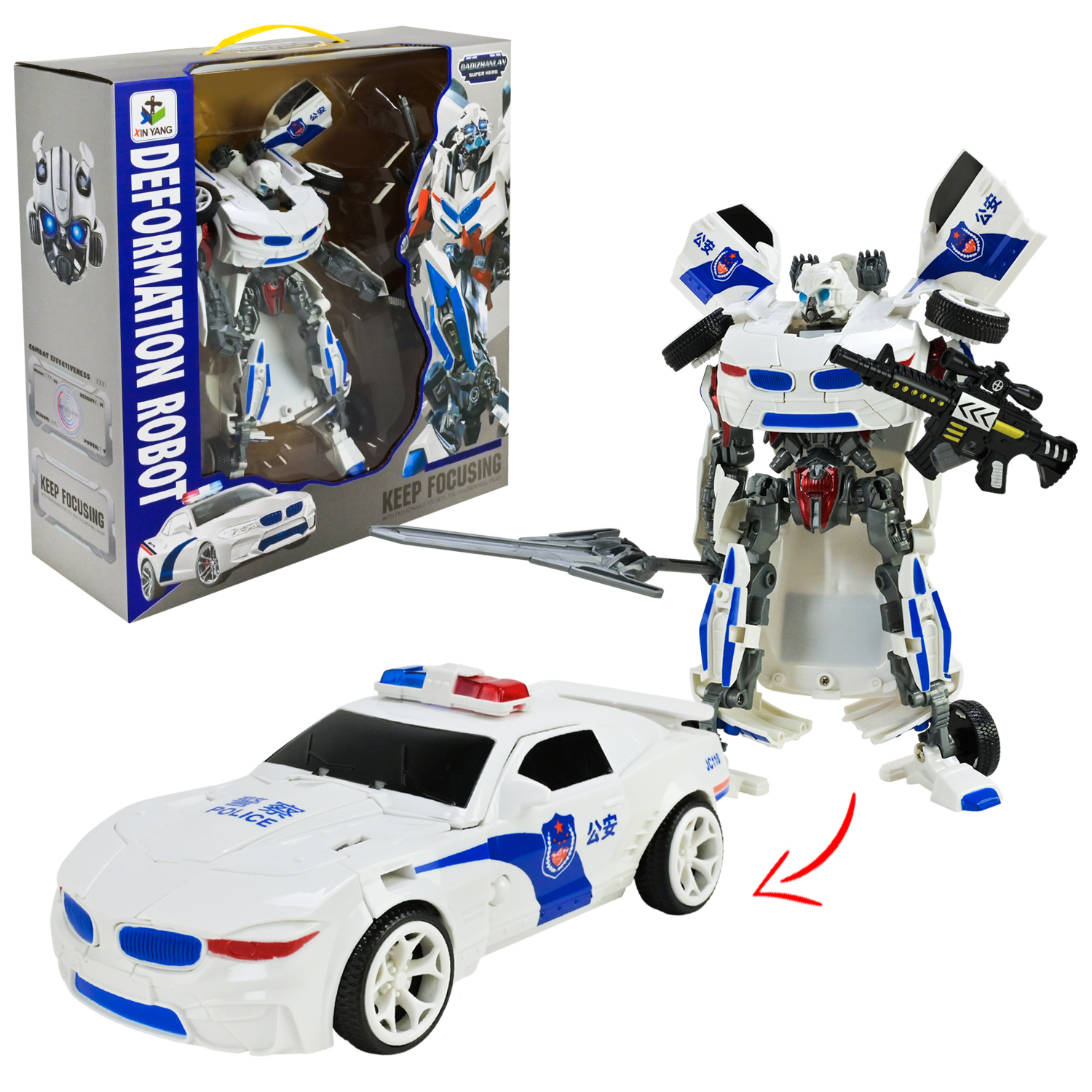 Трансформер арт. 6623B (18шт/2) полiцiя,у короб.35,5*34*12см