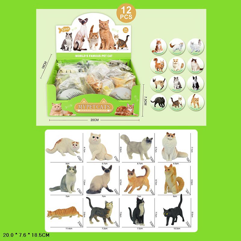 Тварини котики арт. TBS081(432шт/2) р-р 7*6 см,36 дисп бокс по 12шт,20*7,5*18см.