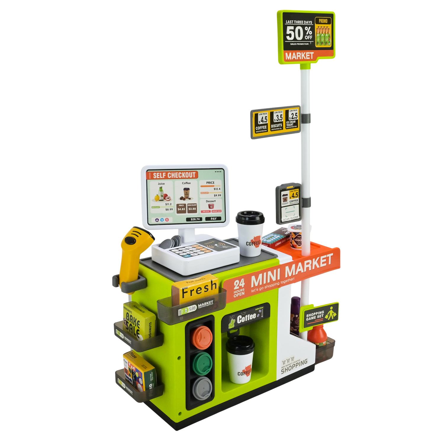 Супермаркет набір арт. 668-172 (18шт/2) батар, 46 предметів, світло, звук , каса, аксес 47*66*20,5 см