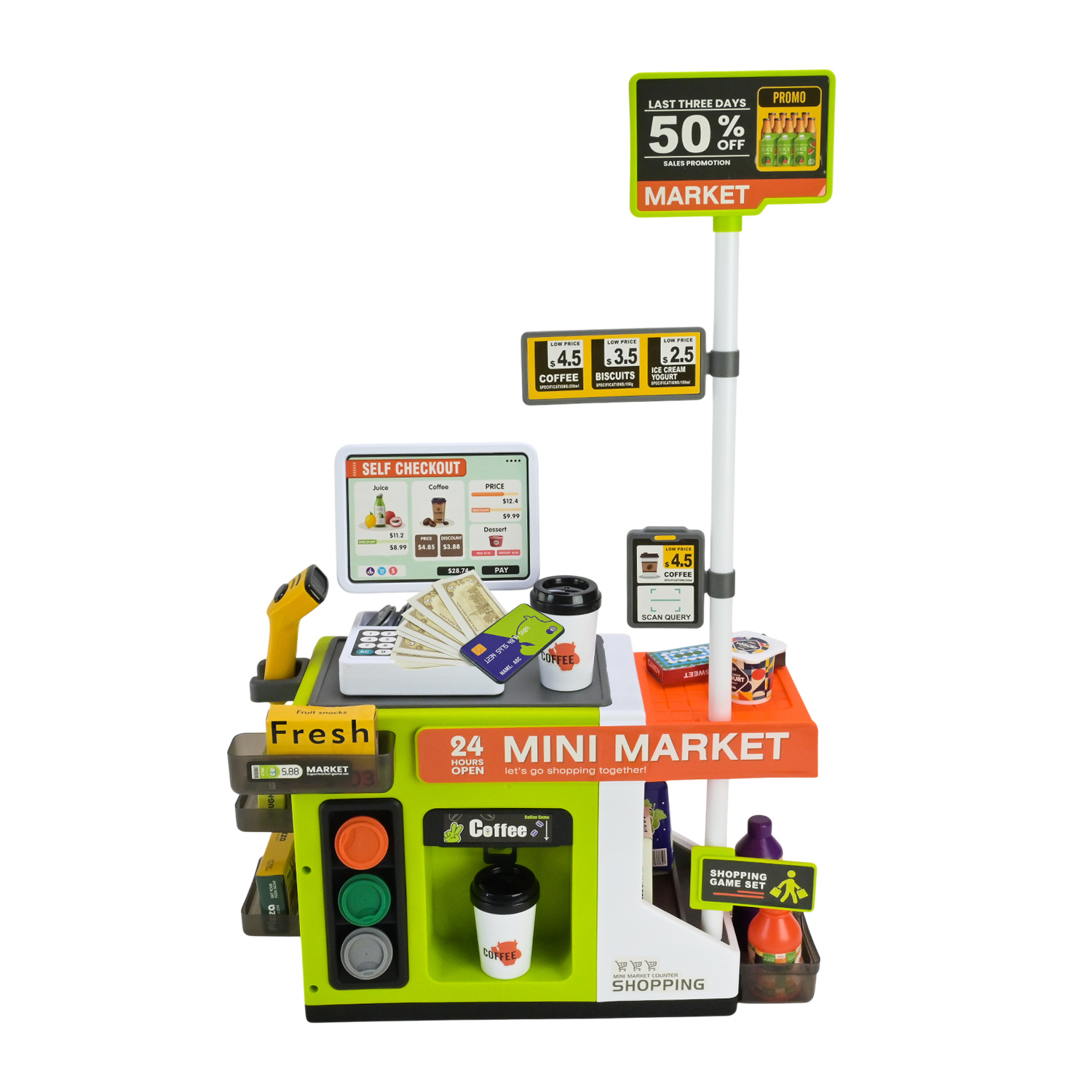 Супермаркет набір арт. 668-172 (18шт/2) батар, 46 предметів, світло, звук , каса, аксес 47*66*20,5 см