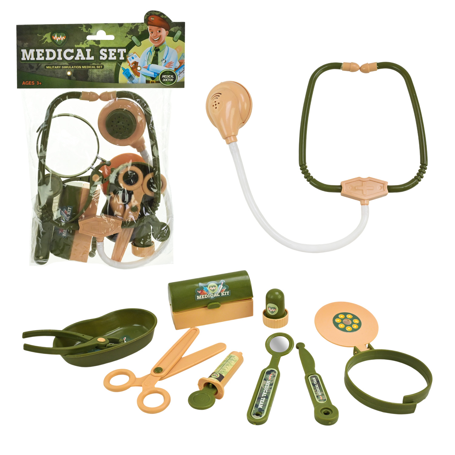 Лікар набір арт. 1612 (180шт/2) стетоскоп, шприц, аксес пакет 19см