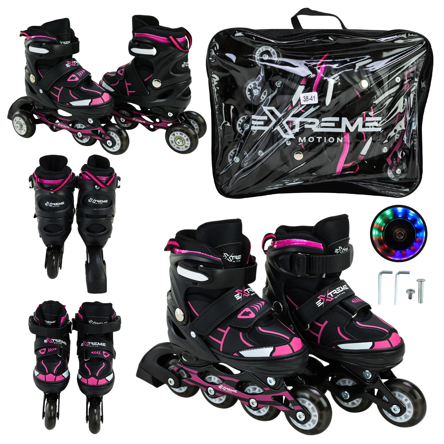 Роликові ковзани арт. RL25429 (6шт)  розмір L (38-41) колеса PU 1 світло