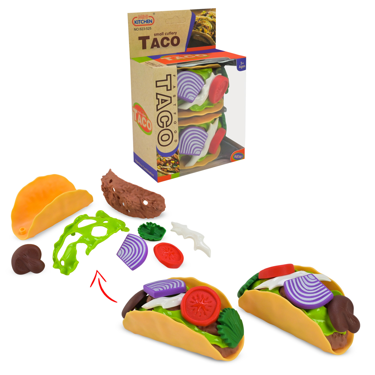 Продукти арт. 623-525 (216шт/2)  Фаст фуд, розбірні продукти короб. 17*6*11 см