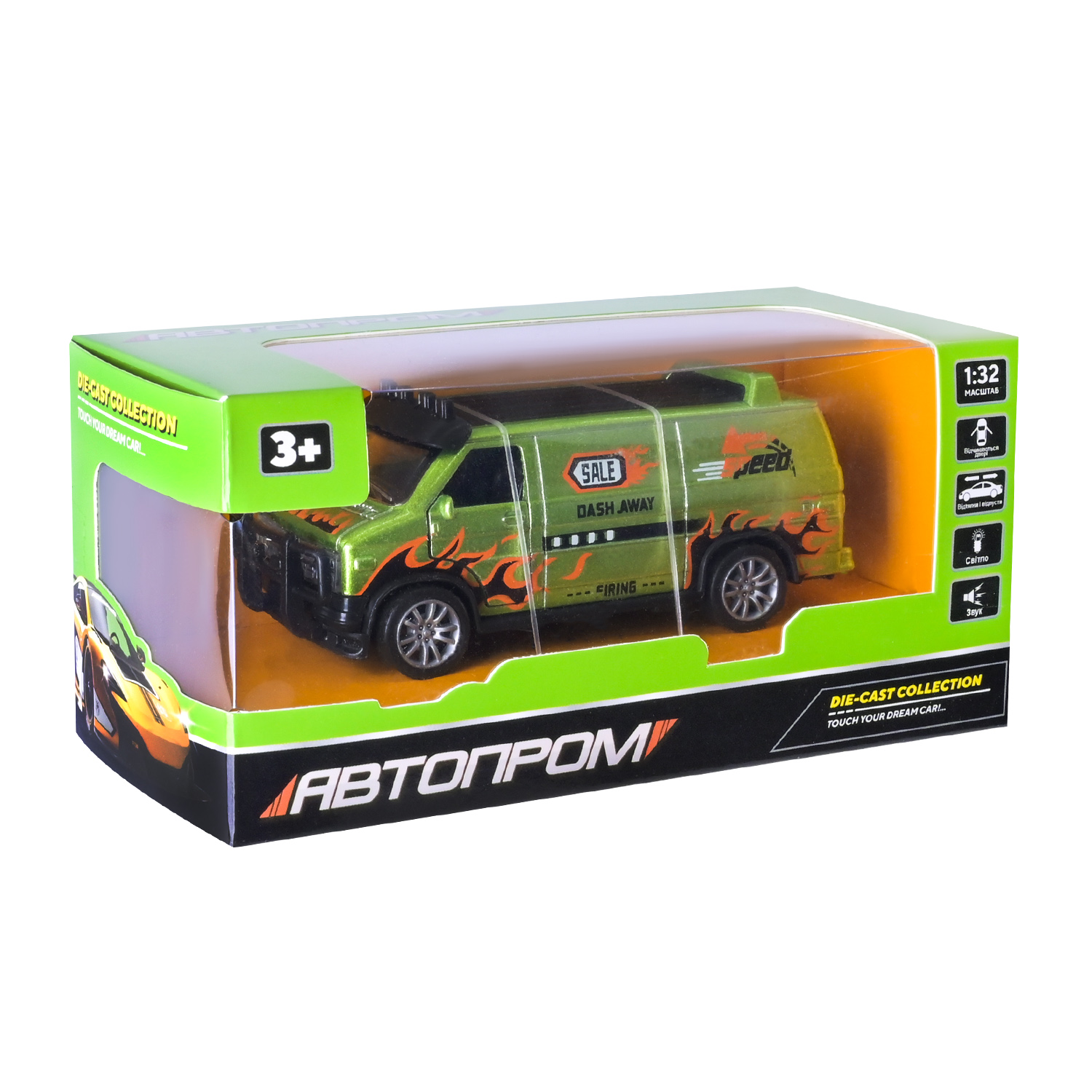 Машина мет. АВТОПРОМ арт. AP74200 (48шт) 1:32,3 цвета,откр.двери,батар.,свет,звук,короб. 15*6,5*7см