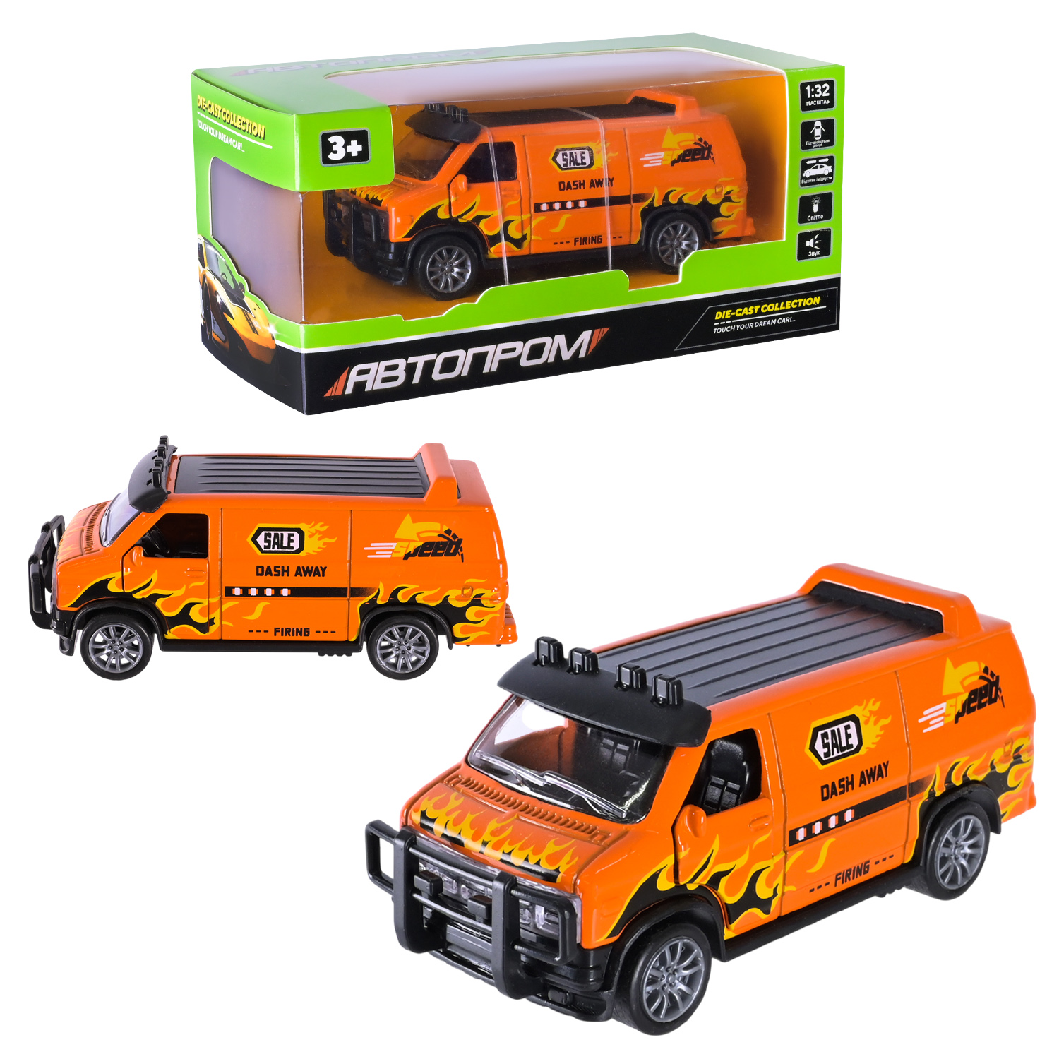 Машина мет. АВТОПРОМ арт. AP74200 (48шт) 1:32,3 цвета,откр.двери,батар.,свет,звук,короб. 15*6,5*7см