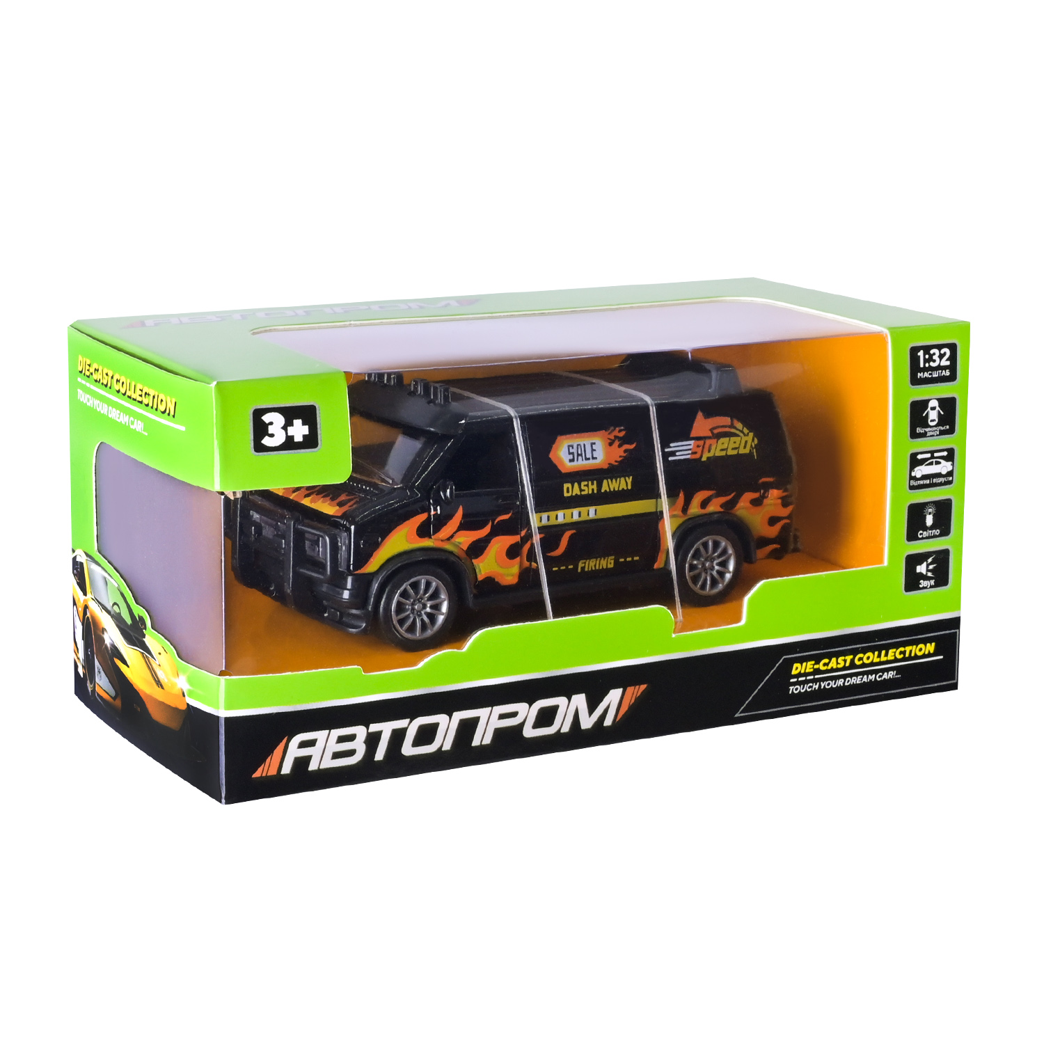 Машина мет. АВТОПРОМ арт. AP74200 (48шт) 1:32,3 цвета,откр.двери,батар.,свет,звук,короб. 15*6,5*7см