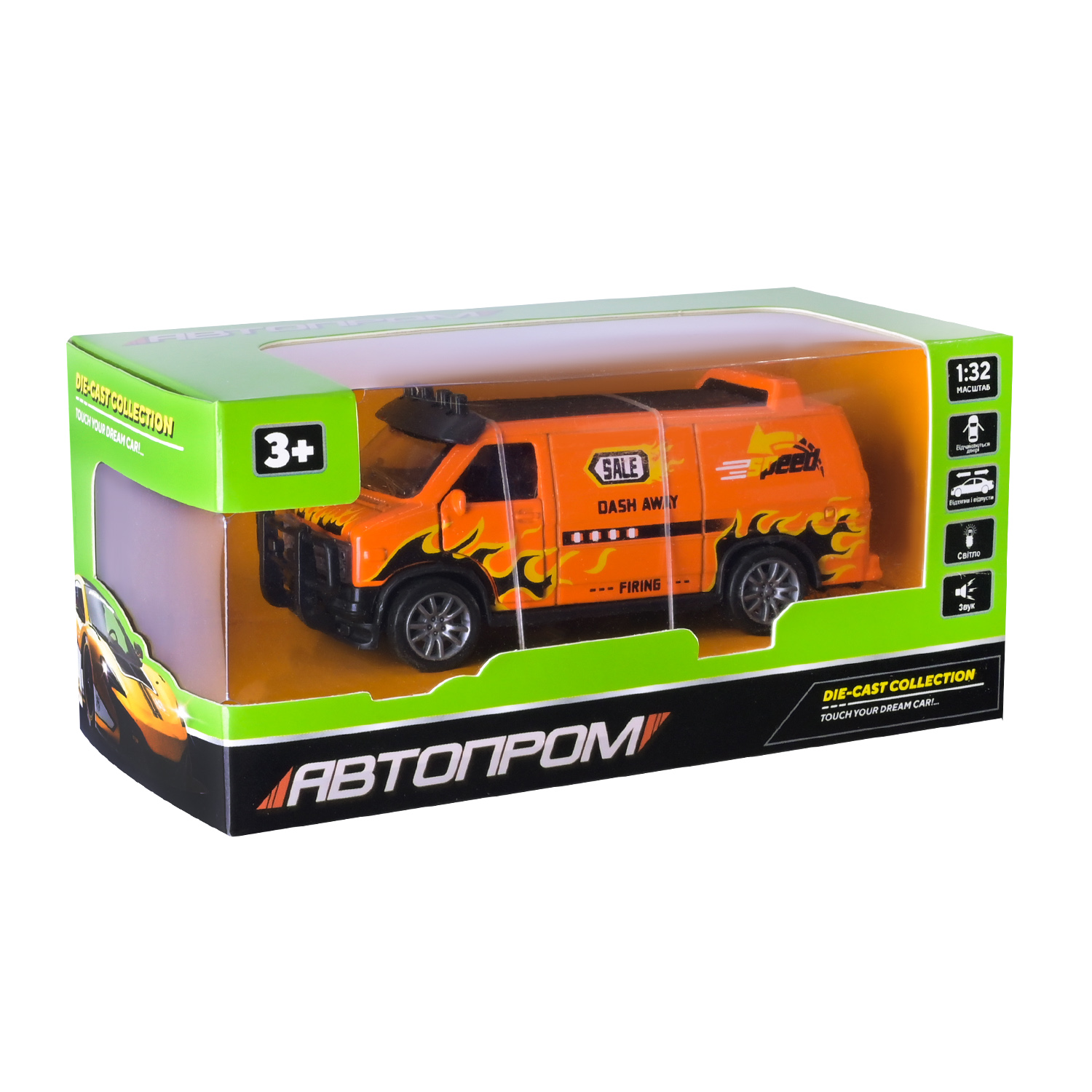 Машина мет. АВТОПРОМ арт. AP74200 (48шт) 1:32,3 цвета,откр.двери,батар.,свет,звук,короб. 15*6,5*7см