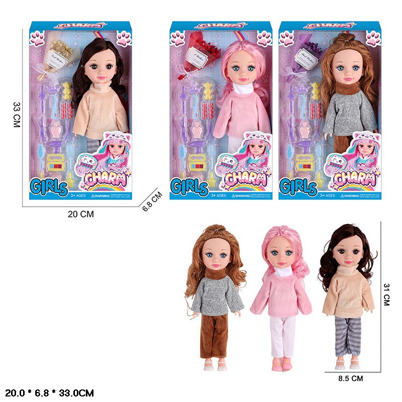 Лялька арт. 6063B-1 (60шт/2)   мікс 4 види, в зимовому вбранні, аксес короб. 20*7*33 см