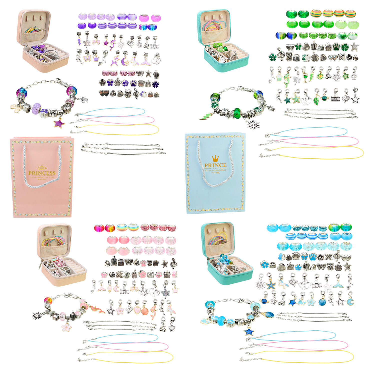 Набір аксесуари для дівчат арт. B4342 (20шт)  мікс 4 види, типу пандора, в подарунковому пакуванні короб. 12см