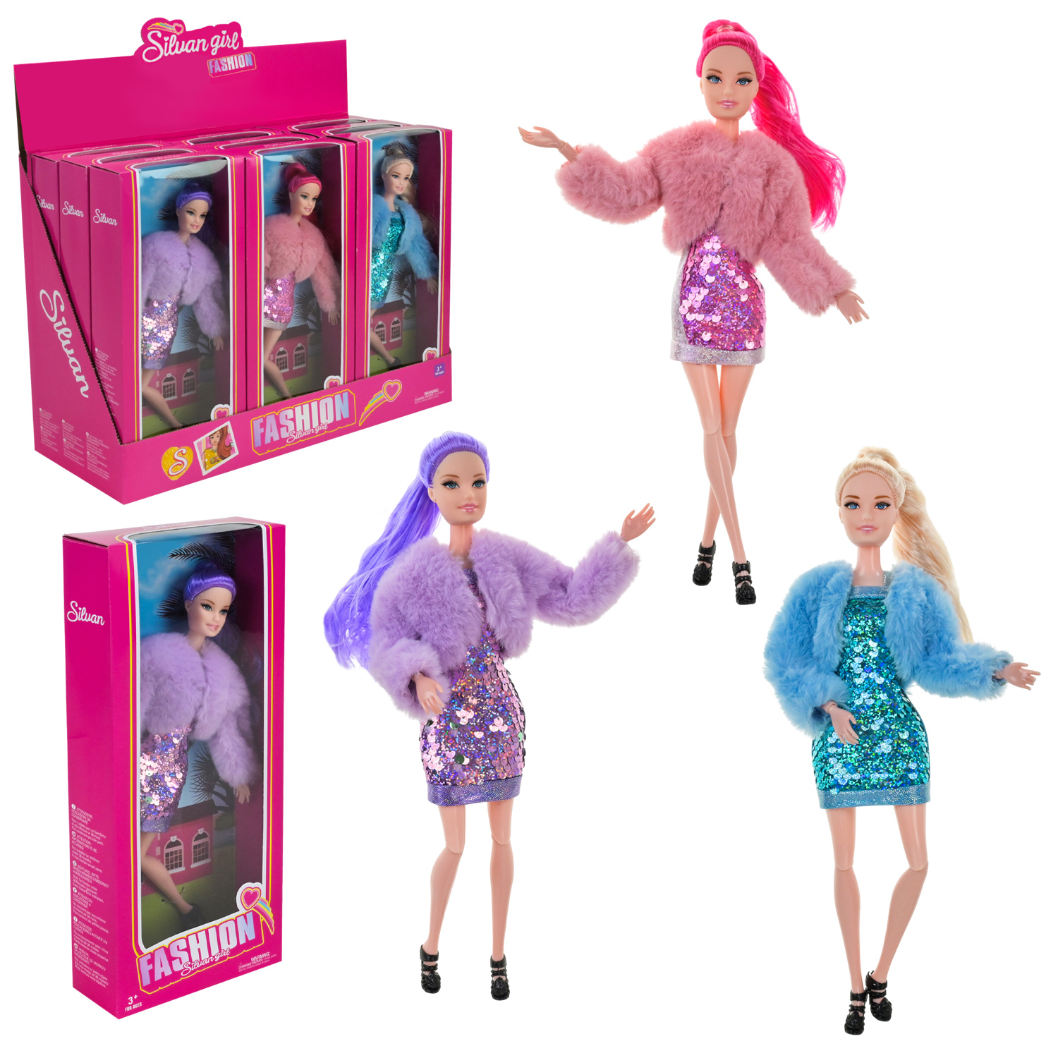 Лялька арт. LY665-B (108шт/2) 3 види, у стильному вбранні, дисп бокс (12 д.б*9шт)р-р дисплей-боксу 43*17*33,5см, короб. 14*5,5*32см