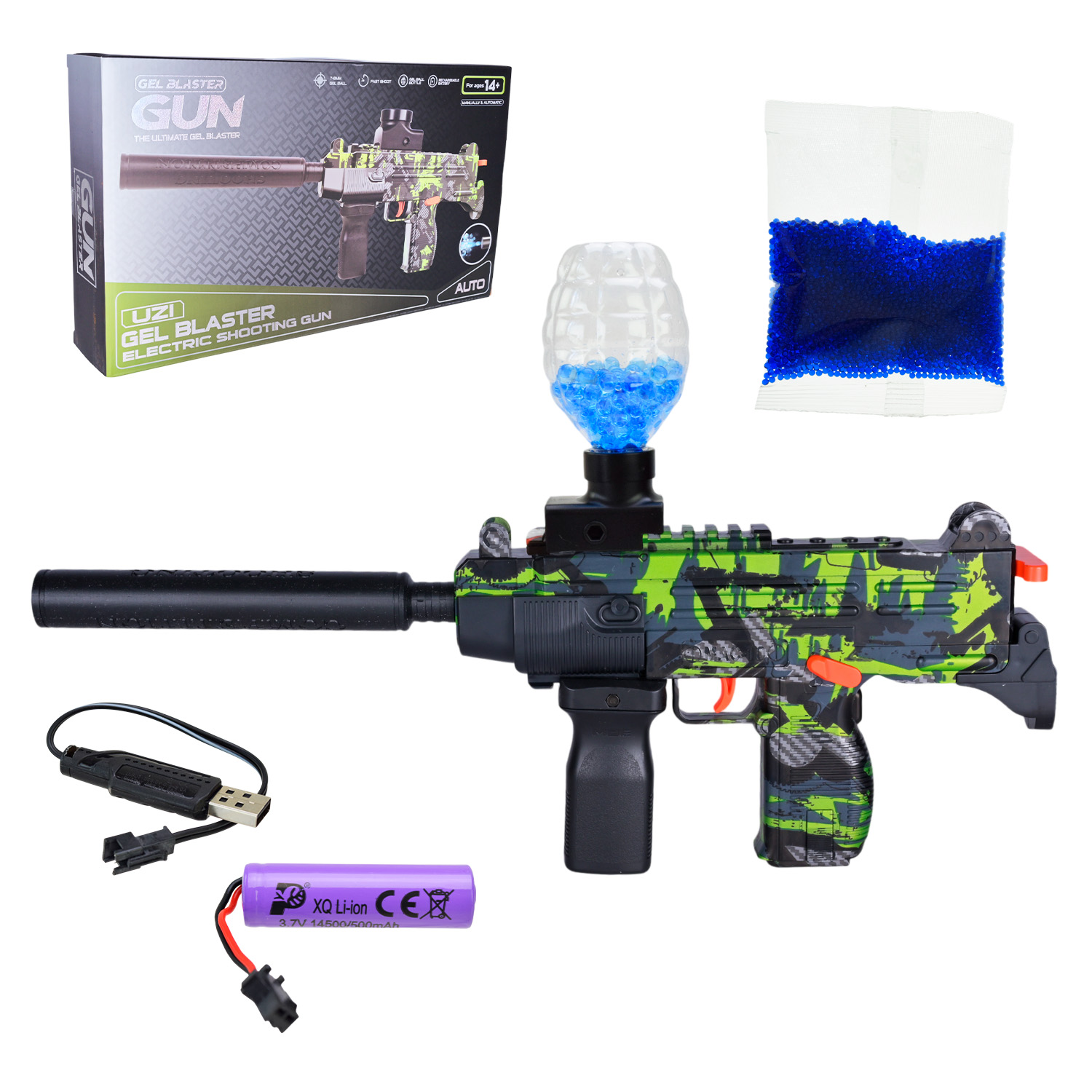 Автомат арт.623-7B (36шт) аккум.,стріляє гелевими кулями,світло,аксесуари,у коробці 40*23*7,5см