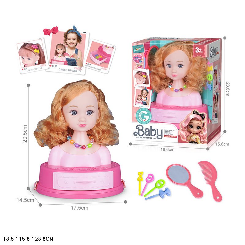 Голова для зачісок арт. 672-5A (60шт/2)   аксесуари для волосся, р-р іграшки 17,5*14,5*20,5 у короб. 18,6*15,6*23,6 см