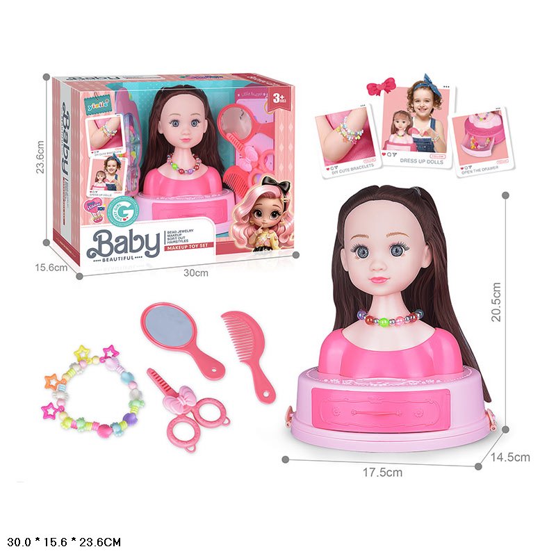 Голова для зачісок арт. 672-2B (36шт/2)   аксесуари для волосся, р-р іграшки 17,5*14,5*20,5 у короб. 30*15,6*23,6 см