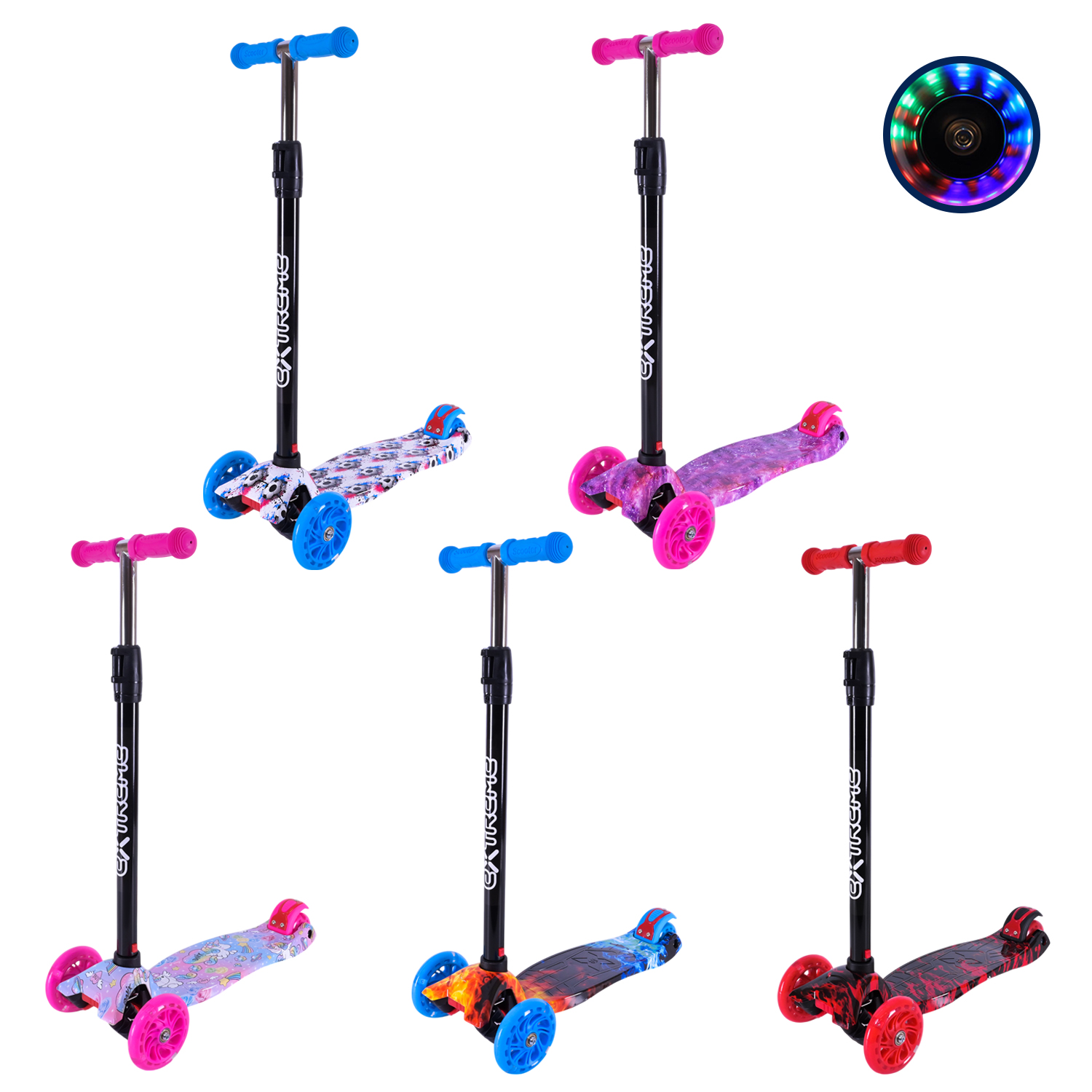Самокат дитячий 4-х коліс. арт. SC25223 (10шт)  MAXI, колеса PU світяться, 5 кольорів мікс, пакет