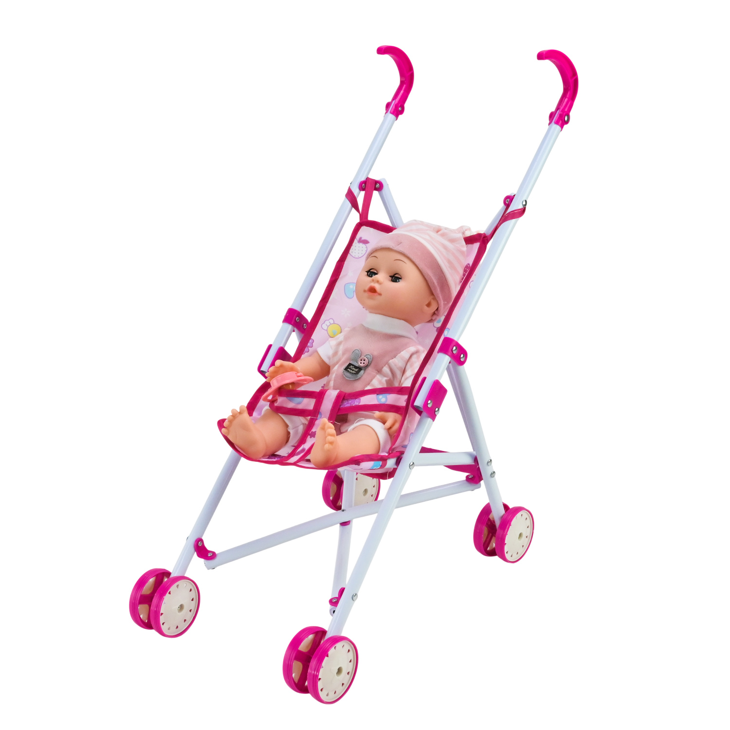 Іграшковий набір арт. 151D (18шт) батар. входять у комплект, лялька, візочок, аксес, повторює слова,мама, сміх, рух короб. 23*10*60