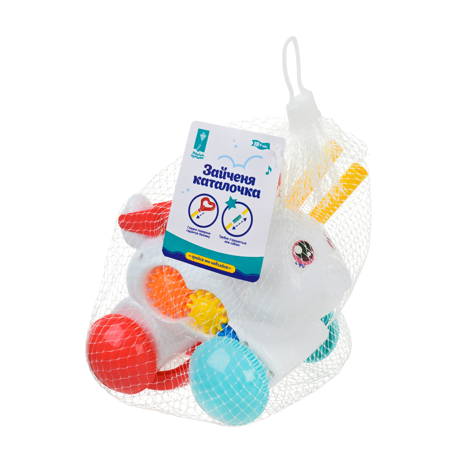 Каталочка зайчик PL-725-02 (72шт/2) на палочке,р-р 14*19,5*18, палочка 51,8см в сетке 18*19,5*14см