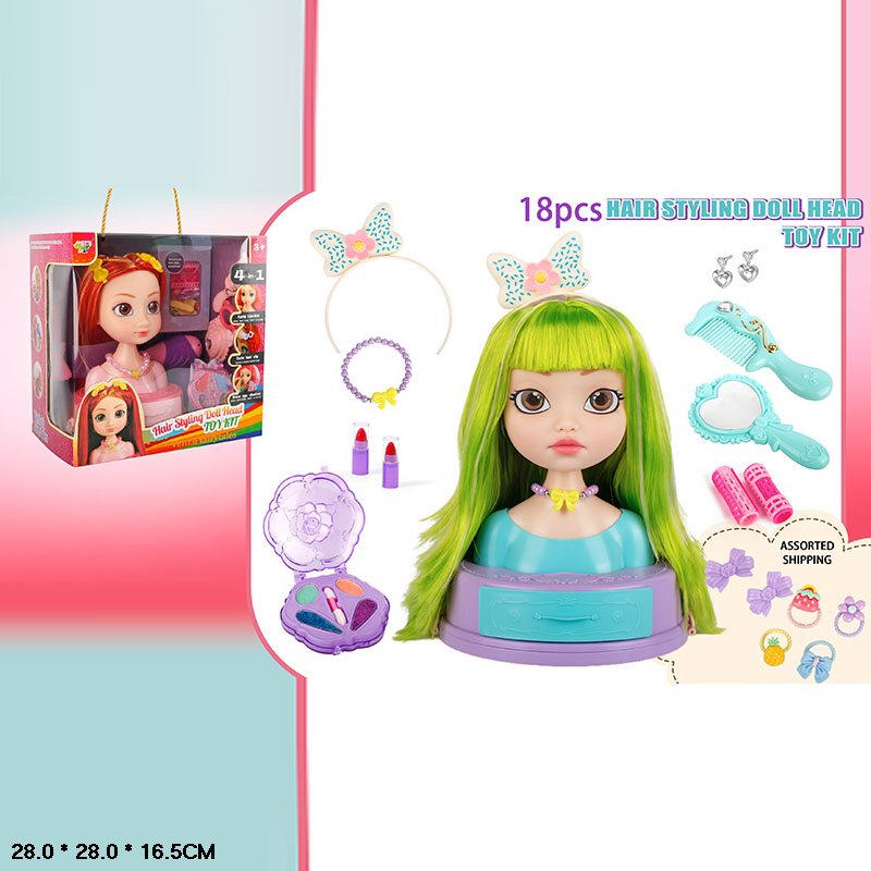 Голова для зачісок арт. SR012 (18шт/2)   аксесуари для волосся, тіні, помада, люстерце, короб. 28*28*16,5 см