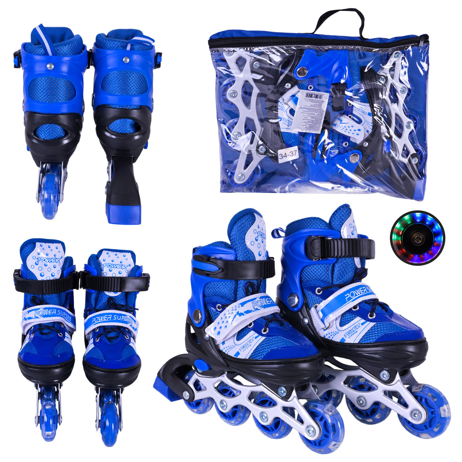 Роликові ковзани арт. RL25502 (6шт) розмір M (34-37) колеса PVC