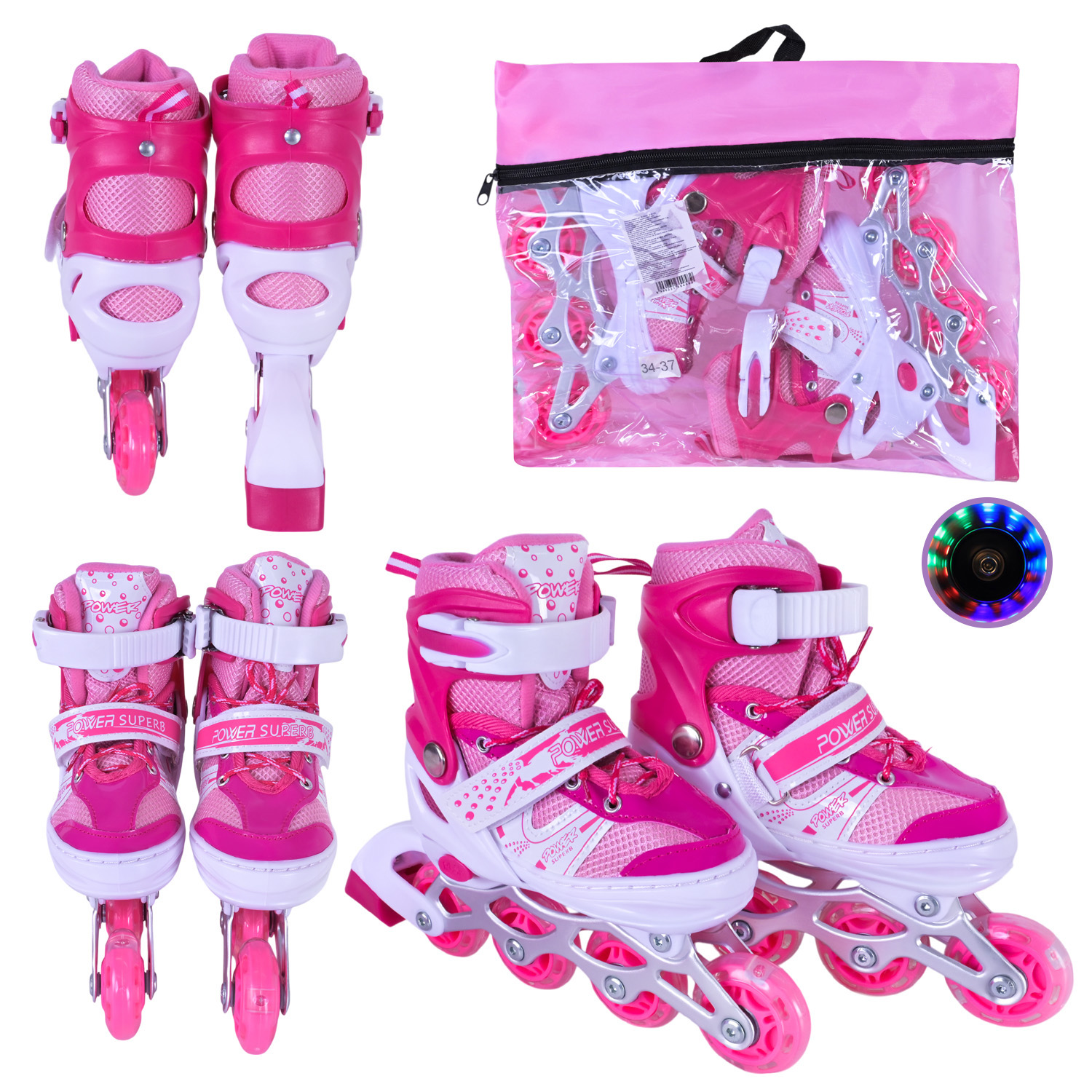 Роликові ковзани арт. RL25502 (6шт) розмір M (34-37) колеса PVC