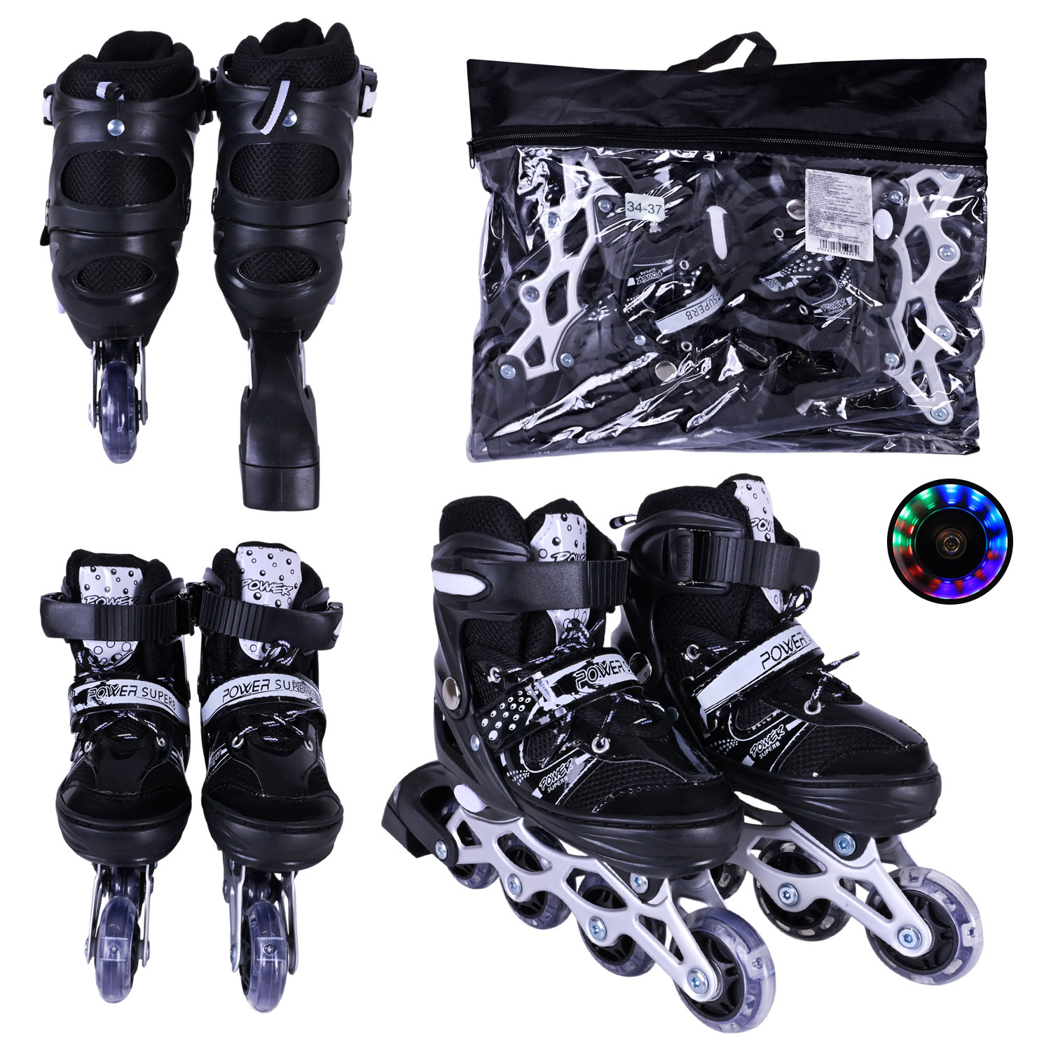 Роликові ковзани арт. RL25502 (6шт) розмір M (34-37) колеса PVC