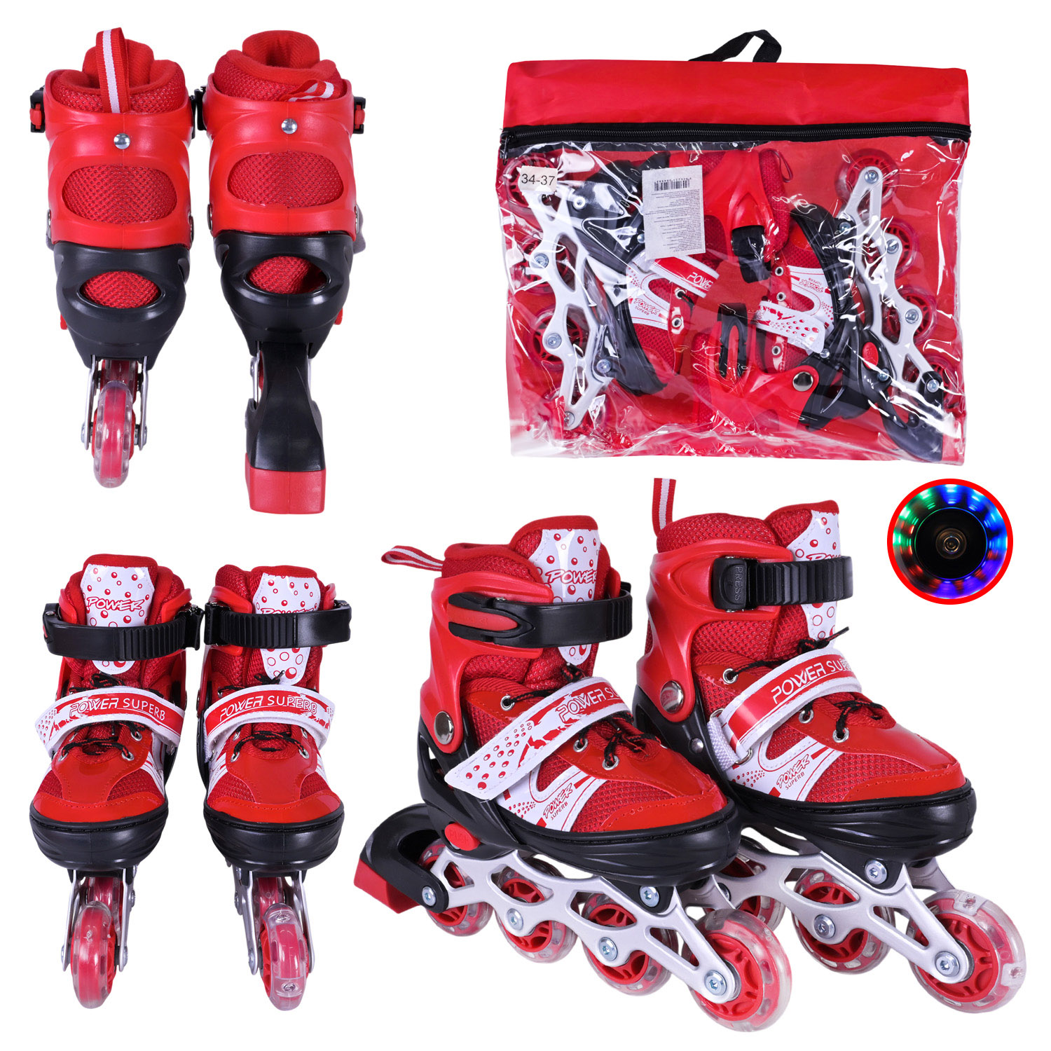 Роликові ковзани арт. RL25502 (6шт) розмір M (34-37) колеса PVC