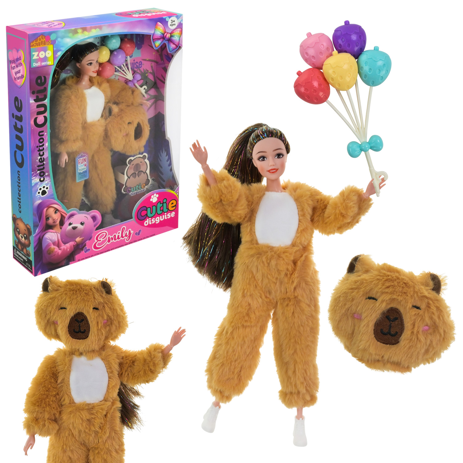 Лялька арт. QJ201A (64шт/2) у хутряному вбранні, аксес короб. 24*6*33см