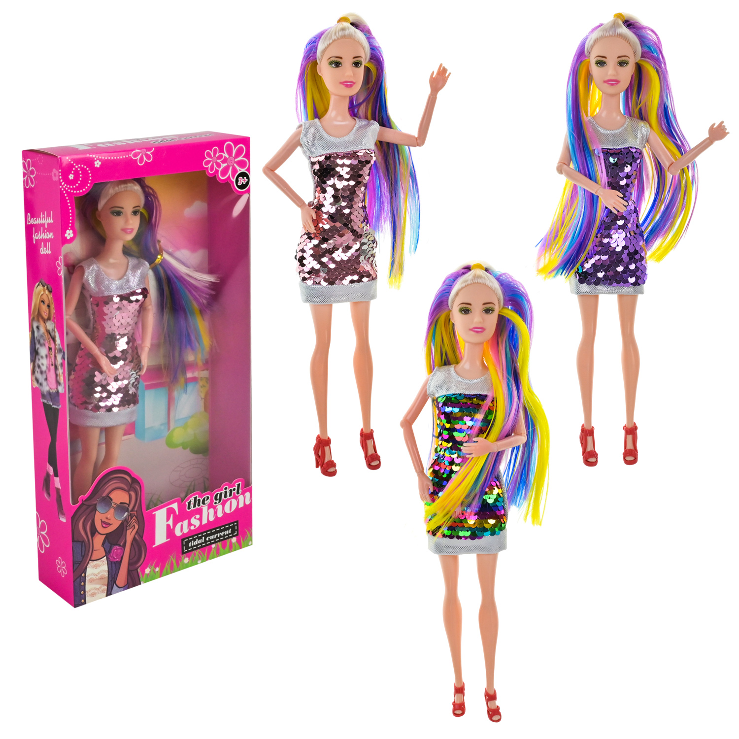 Лялька арт. D1237 (72шт/2) мікс 3 вида, в нарядном сукні короб. 18*32,5*5см