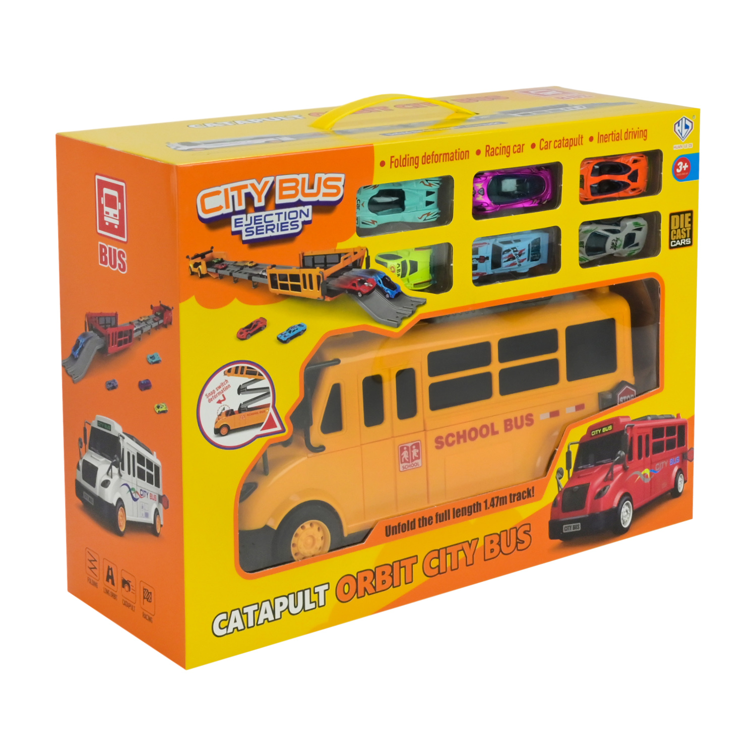 Ігровий набір арт. 8901 (18шт/2) автобус,машинки метал,трамплін, у коробці 41*30*14,5см