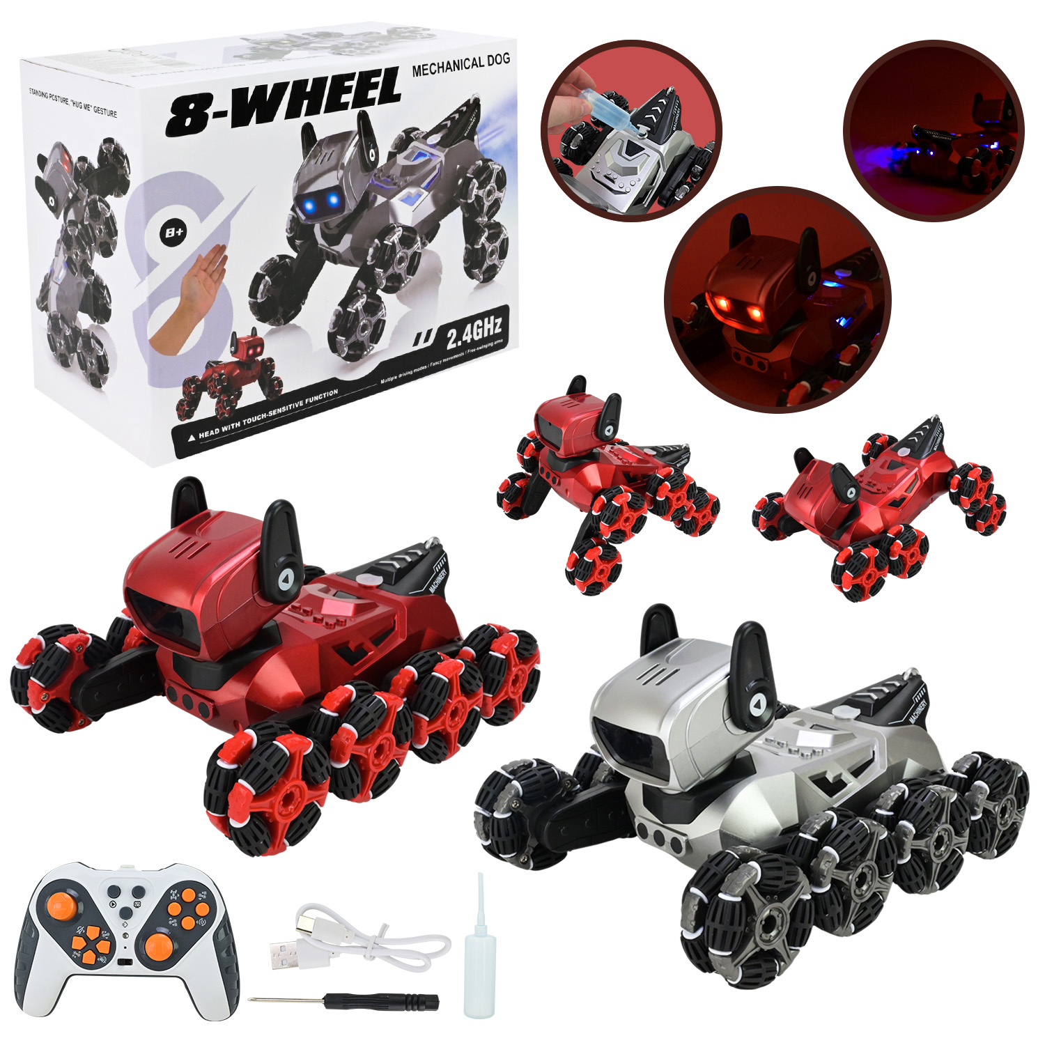 Робот-собака арт. 1028 (24шт/2) акум.,світло, звук, пар, у коробці 25,6*19,6*13,2см