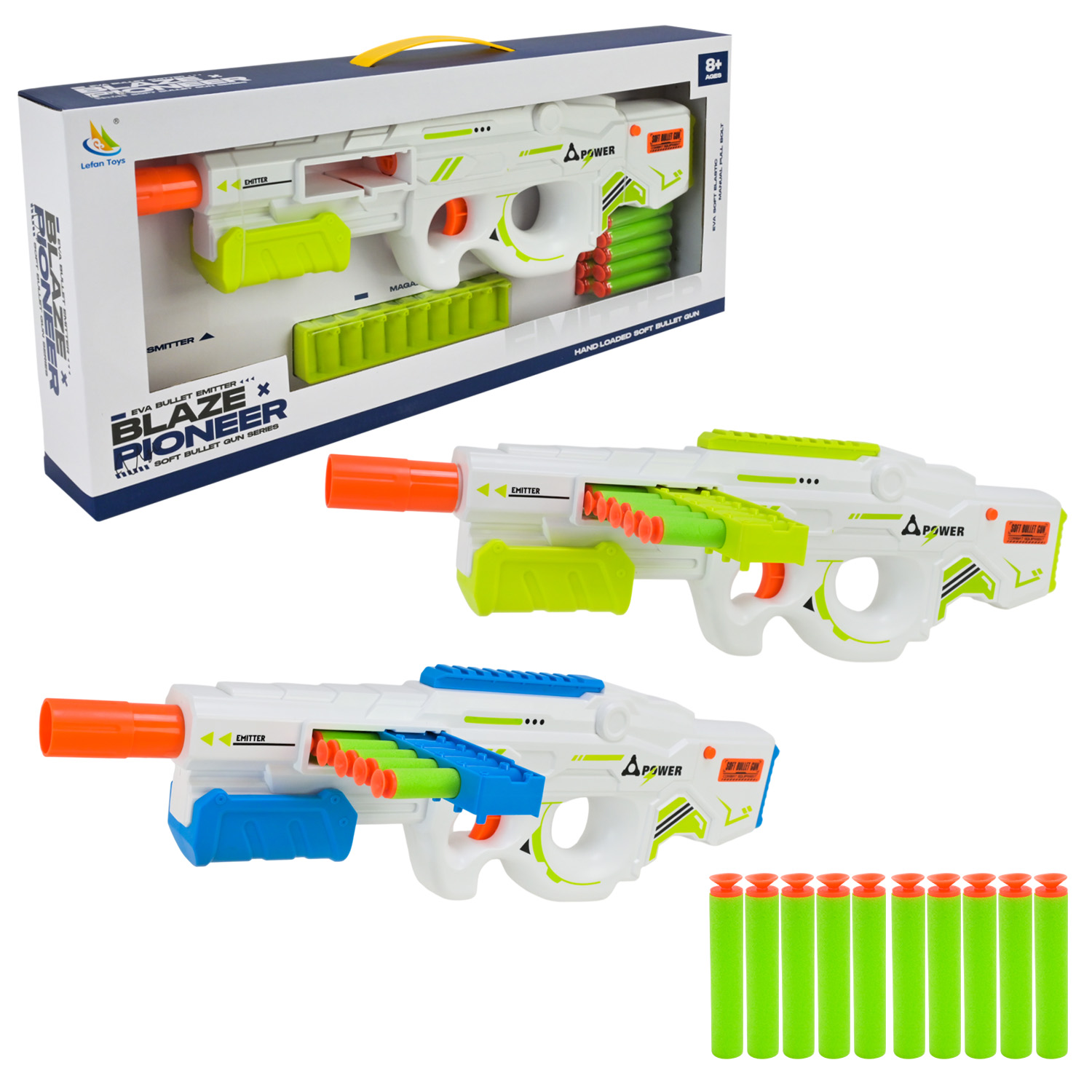 Бластер арт. 9978-1 (36шт/2)  2кольора, стріляє поролон. знарядами,10поролн зарядів+10знарядів короб. 51*6*22см