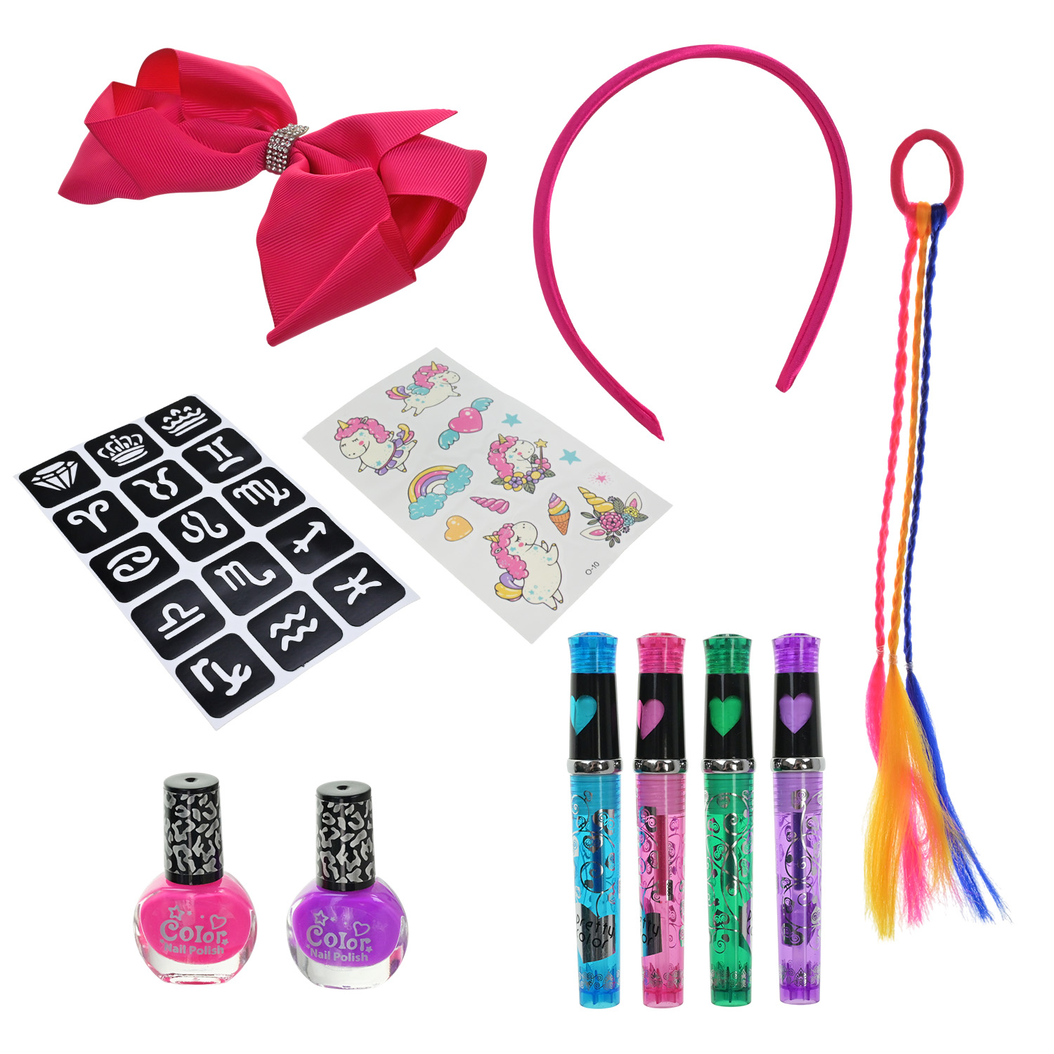 Косметика арт. L5293 (72шт/2) лаки, наліпки, аксес для волосся та татуажу короб. 38*31*4