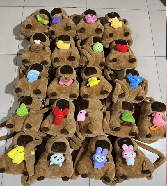 Дитячий плюшевий рюкзак арт. CB15501 (40шт)   мікс видів, капібара пакет 35см см