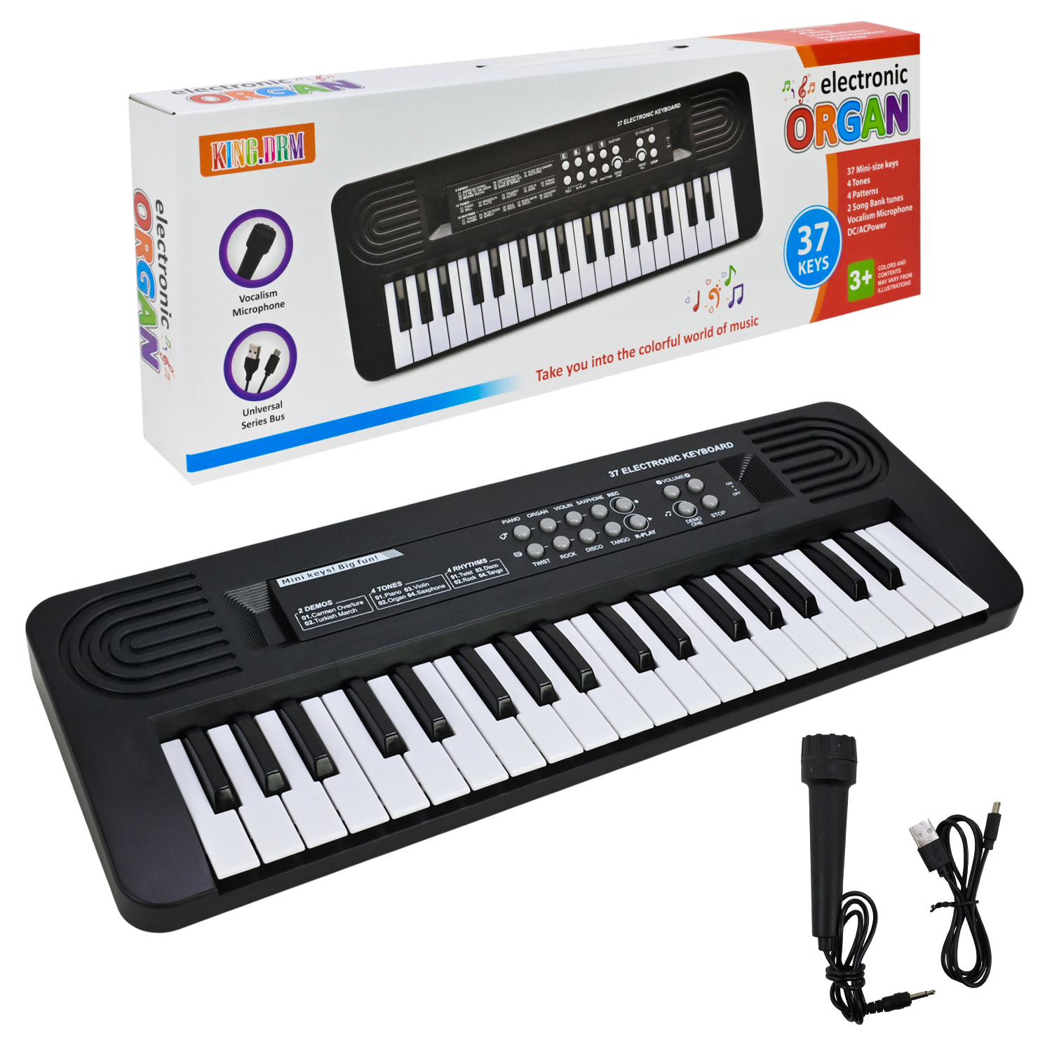 Піаніно арт. BD-9909 (48шт) мікрофон, USB зарядне, короб. 44,5*15,2*4,5см