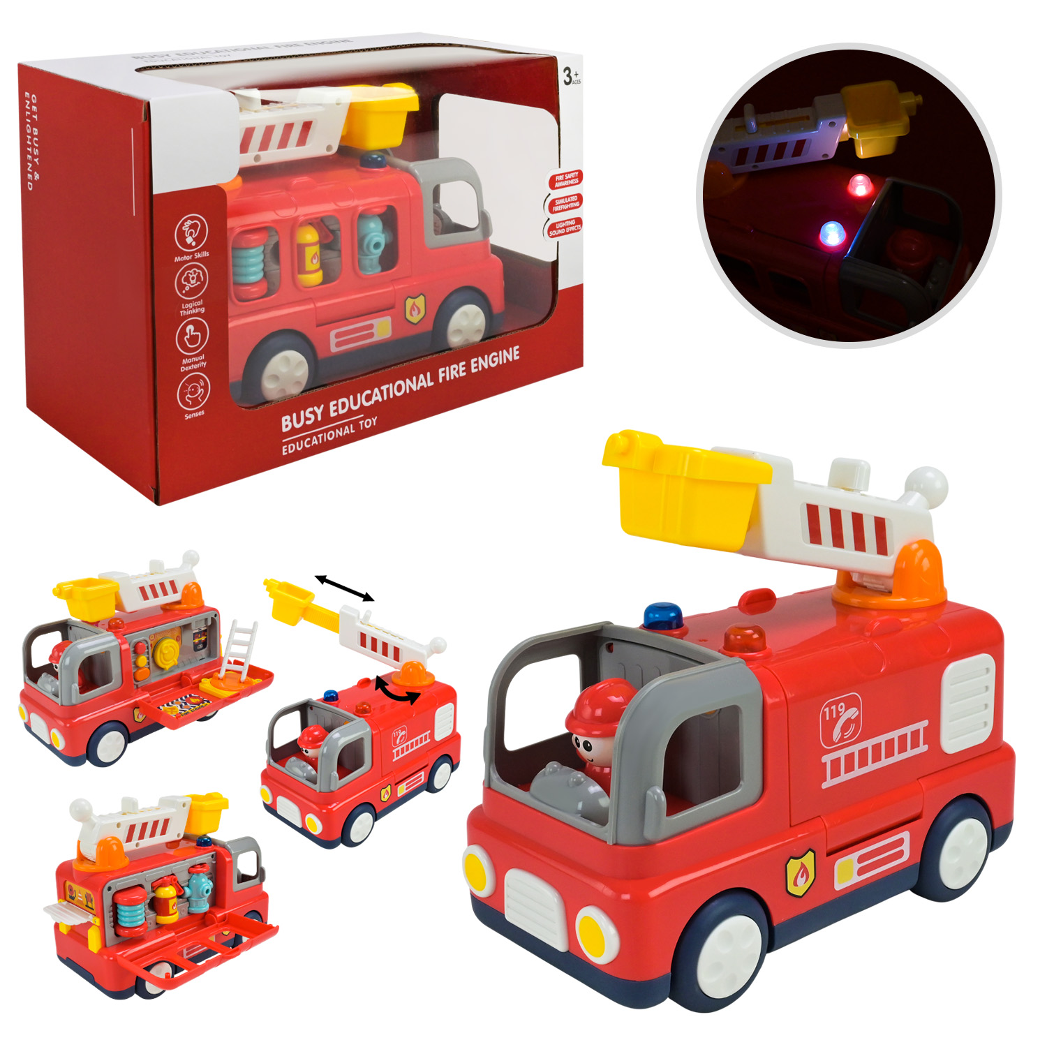 Машинка арт. YL518A (24шт) Пожежна, батар. багатофунціональна, світло, звук у короб. 30*14*20 см