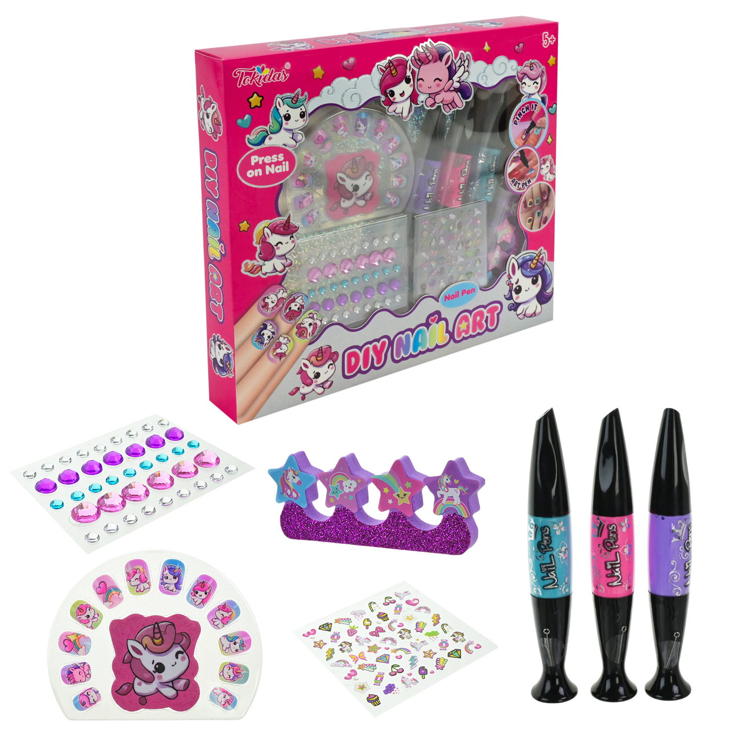 Косметика арт. T078 (24шт/4)  набір для маникюра, ручка-лак,нігті, наліпки, аксес короб. 25*3,5*22см