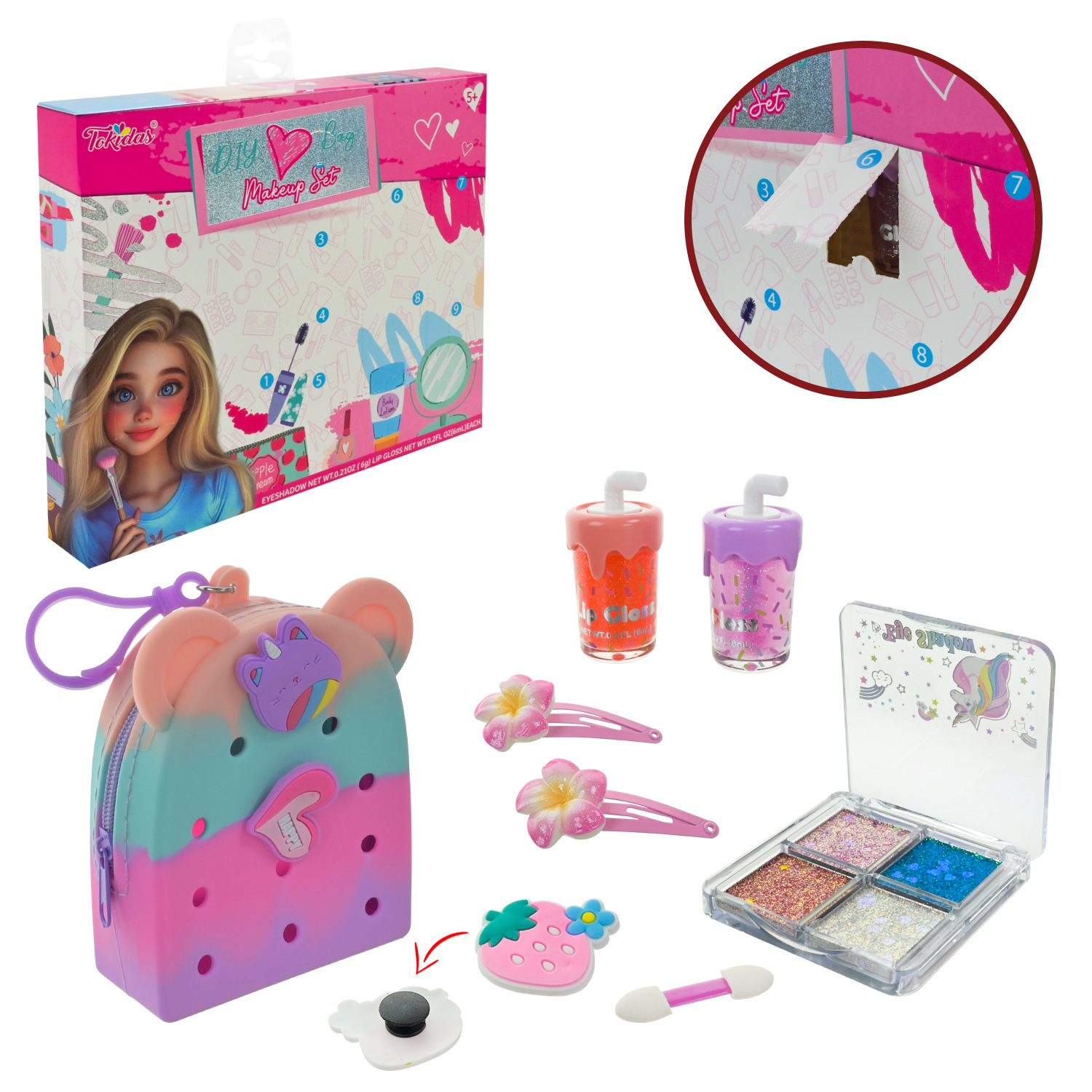 Розпаковка арт. T100 (24шт/4)  косметика та аксесуари короб. 24,5*3,5*20,5см