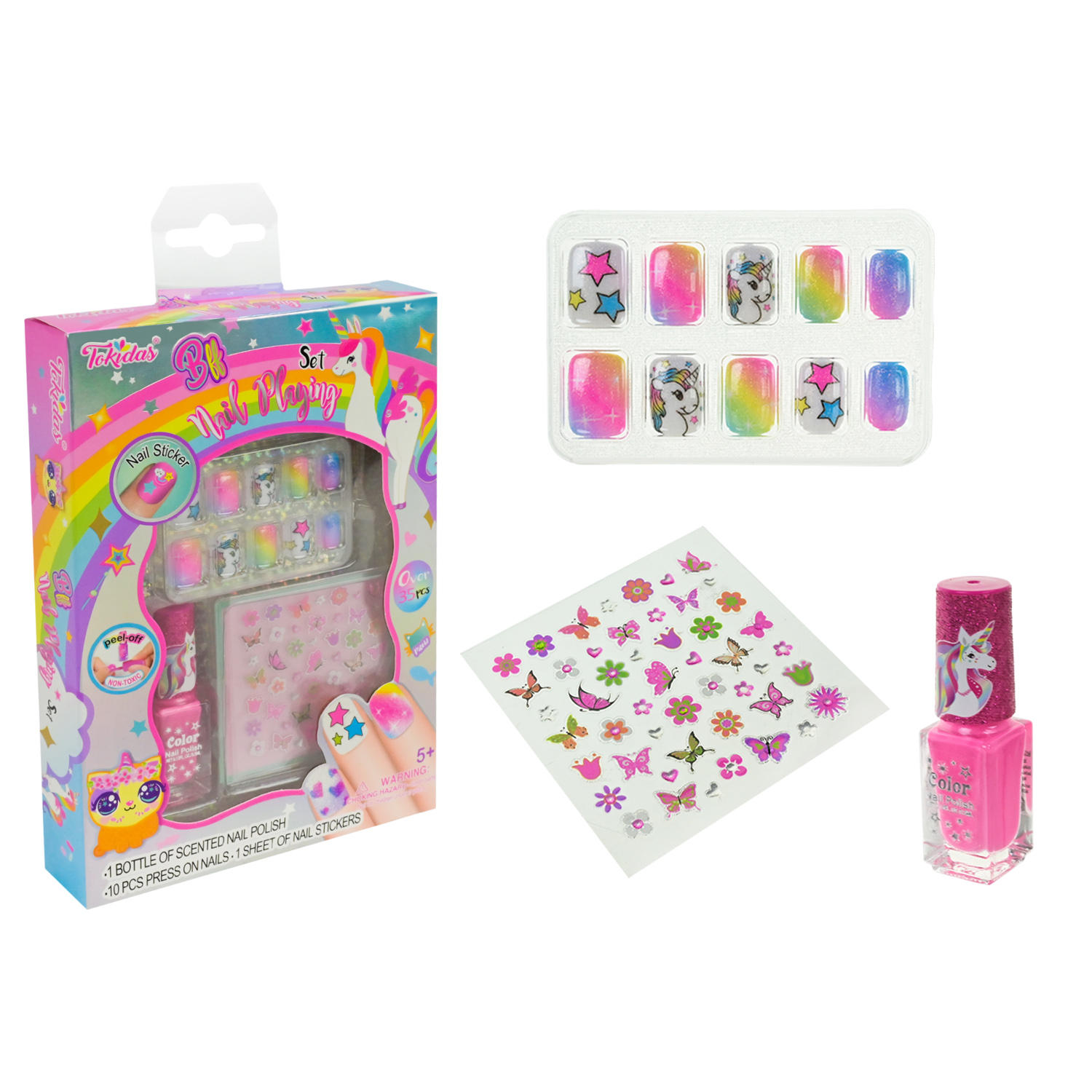 Косметика арт. N05 UN (48шт/8)  лак, наліпки, аксес короб. 12*2,5*17см