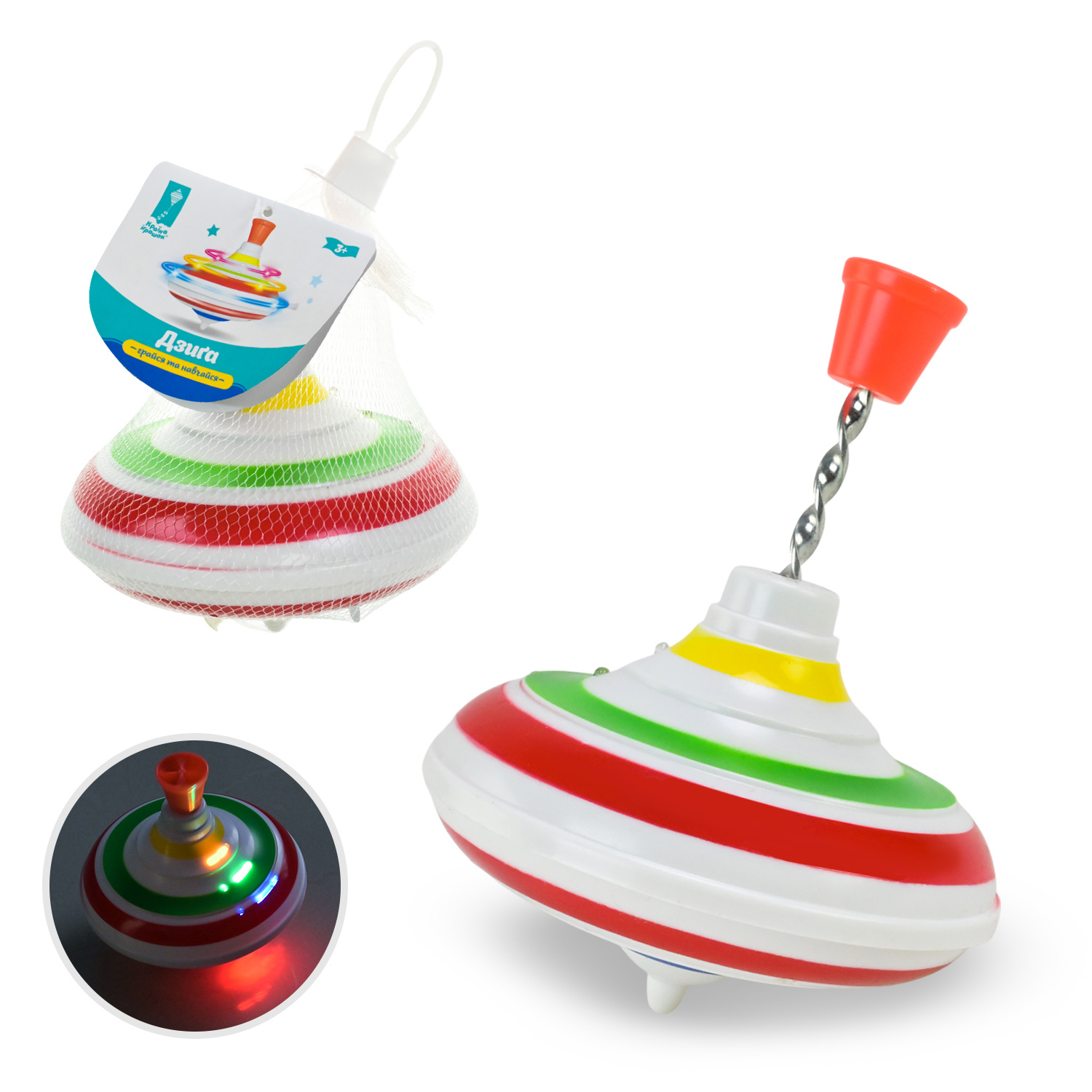 Дзига. арт. PL-725-37 (120шт/2) "Грайся та навчайся", батар., муз., світ.,р-р12*12*12см, у сітці 12*12*13 см.