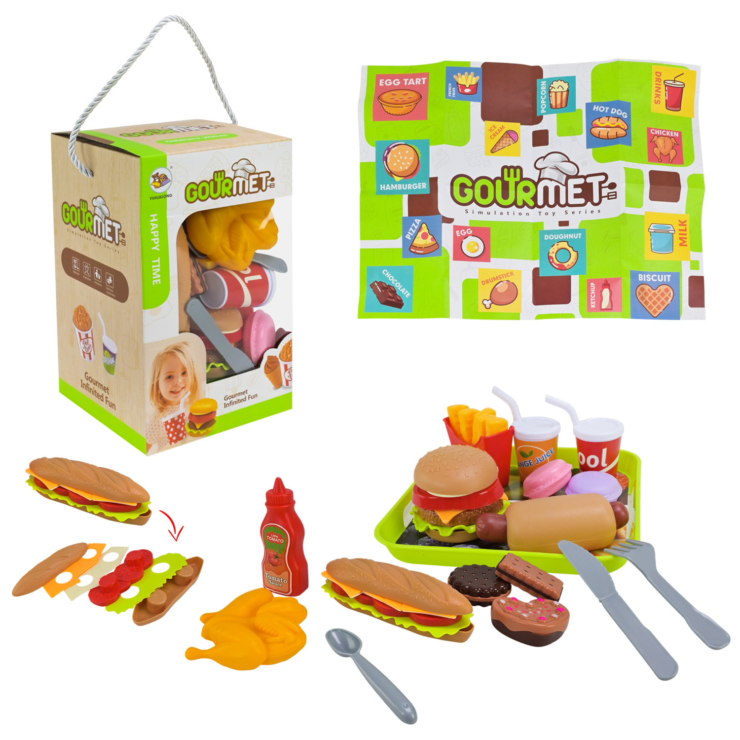 Продукти набір арт. 3602-3 (48шт/2)  фаст фуд, аксес короб. 15*15*25