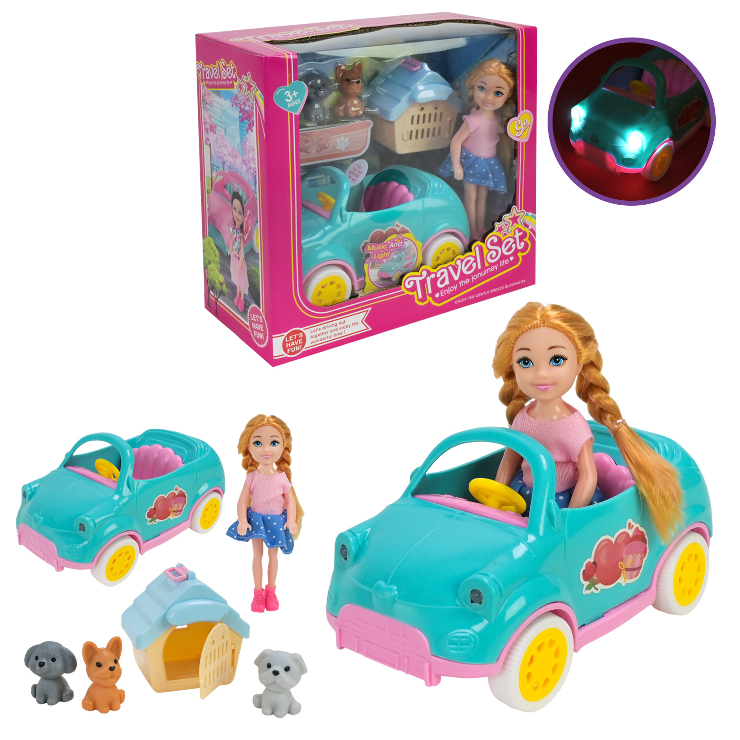 Транспорт для ляльок арт. 588C (64шт/2) батар. світло, звук, колеса крутяться, з лялькою короб. 21*19*10