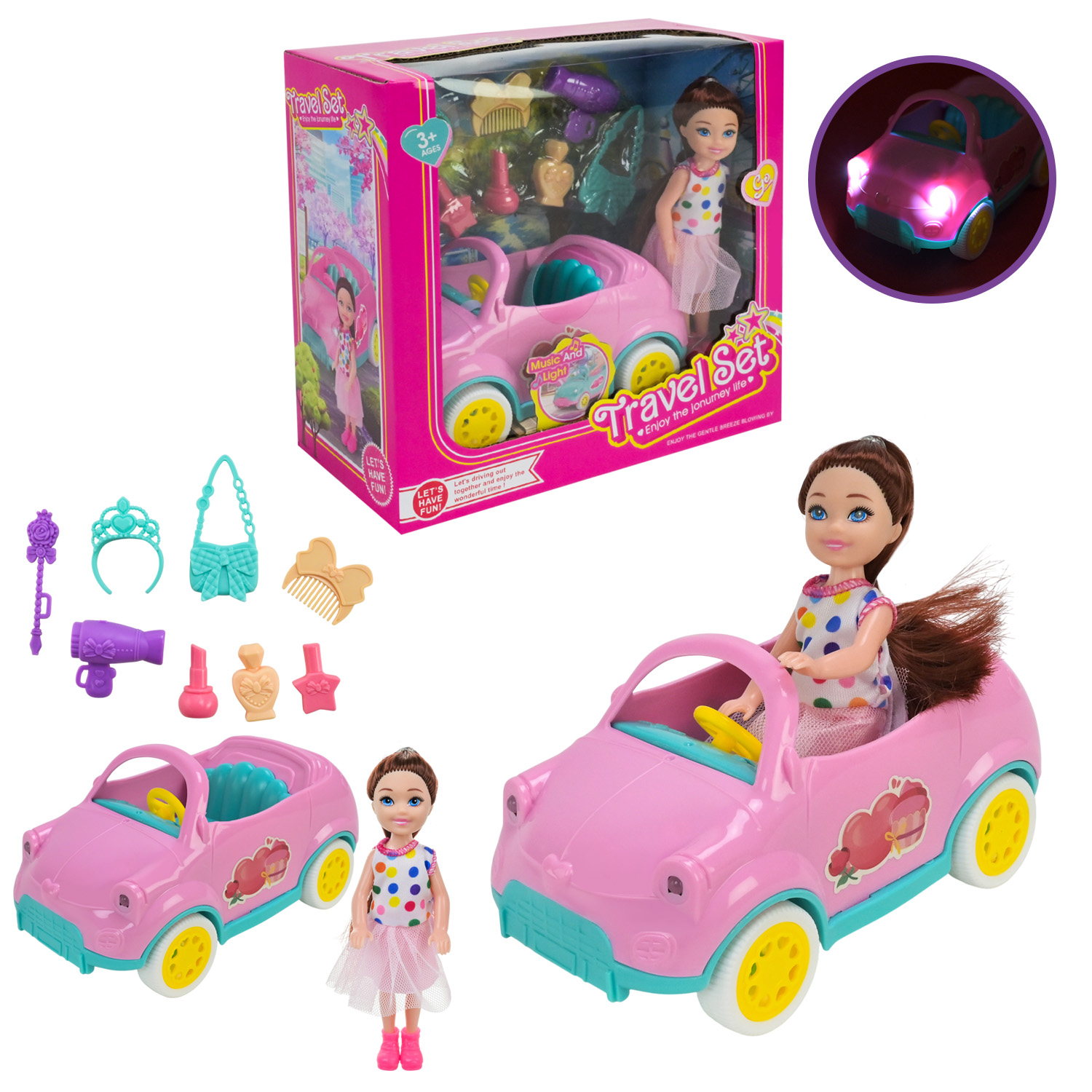 Транспорт для ляльок арт. 588B (64шт/2) батар. світло, звук, колеса крутяться, з лялькою короб. 21*19*10