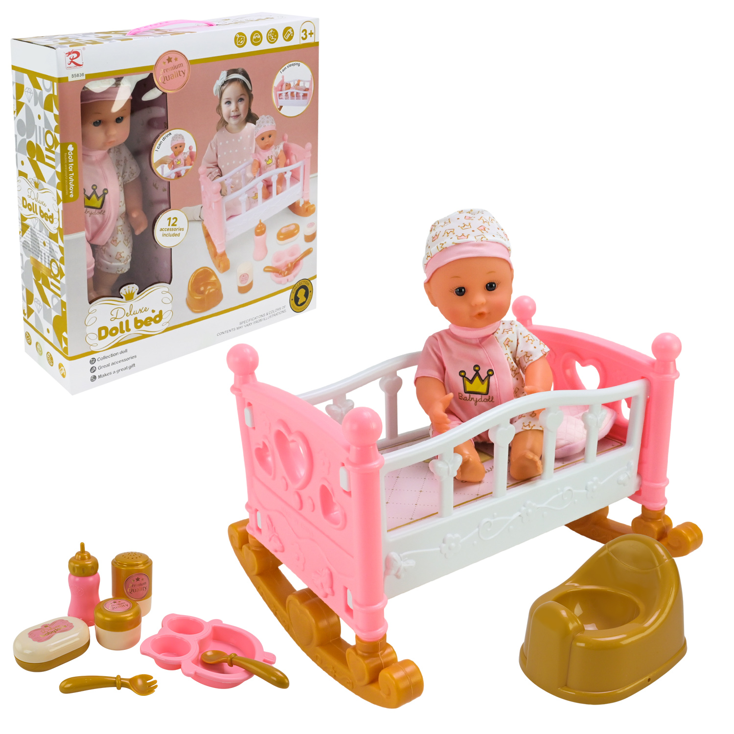 Набір іграшковий арт. 2533 (12шт/2)   мікс одягу, ліжечко, аксес короб.37*11*40см