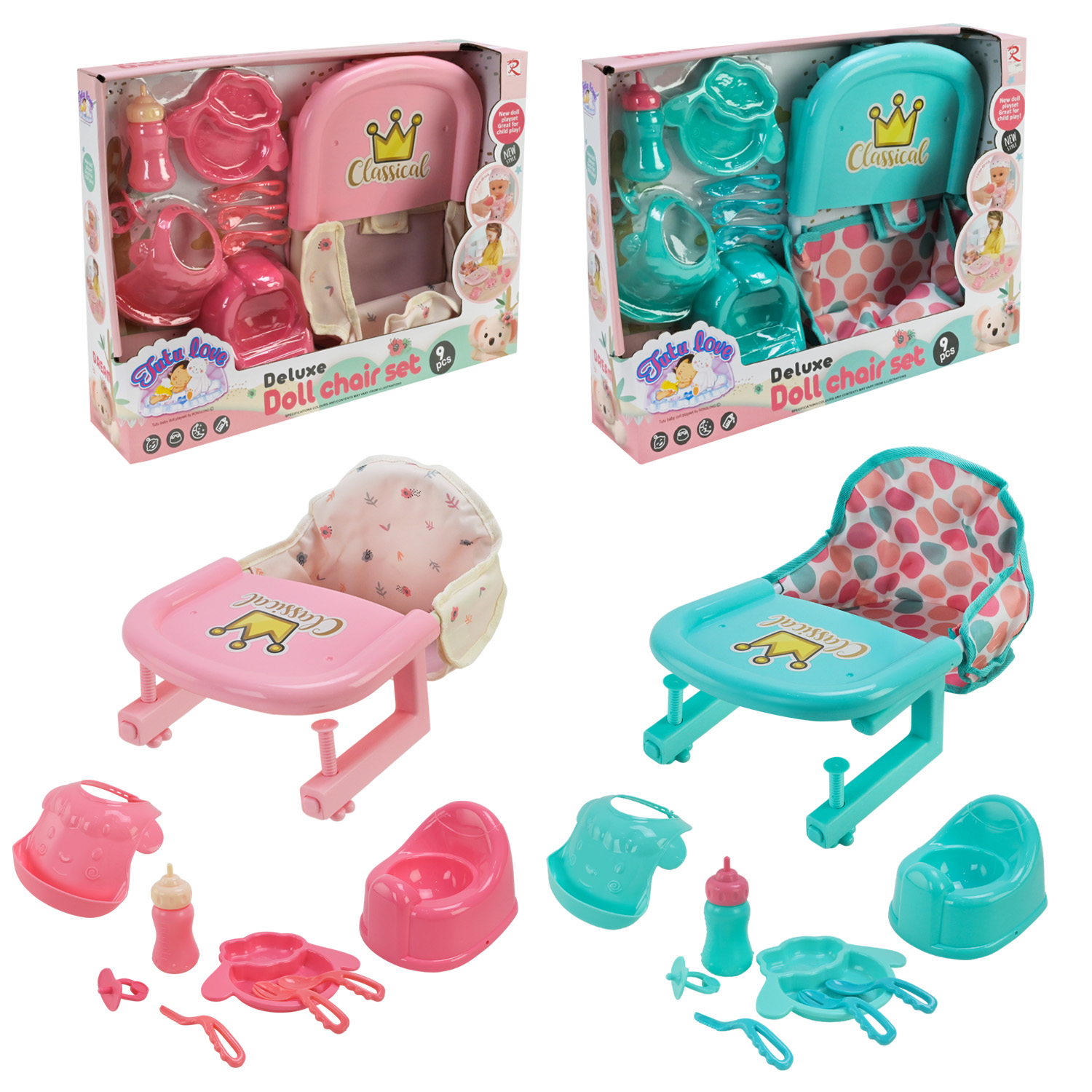 Стільчик арт. 2537 (24шт/2) мікс 2 колори, акс, для ляльки 12-14" короб. 44*9*32,5см