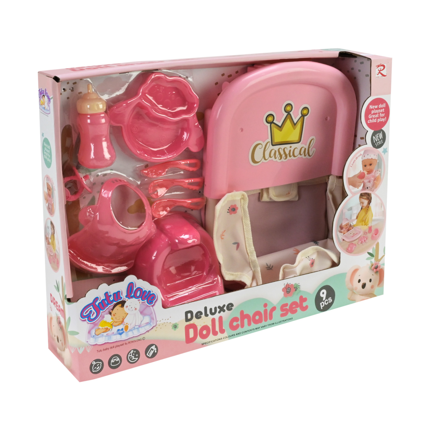 Стільчик арт. 2537 (24шт/2) мікс 2 колори, акс, для ляльки 12-14" короб. 44*9*32,5см