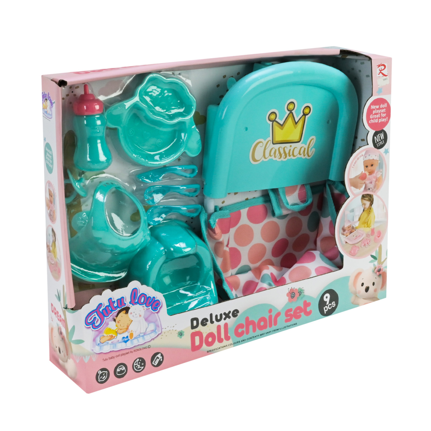 Стільчик арт. 2537 (24шт/2) мікс 2 колори, акс, для ляльки 12-14" короб. 44*9*32,5см