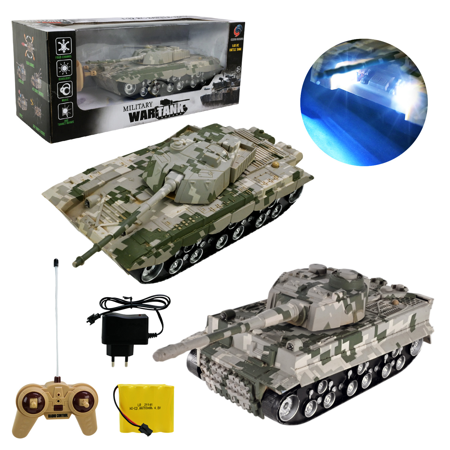 Танк  р/к арт. 369-1/2 (48шт/2) 2види, батар. короб. 34*13,5*14см