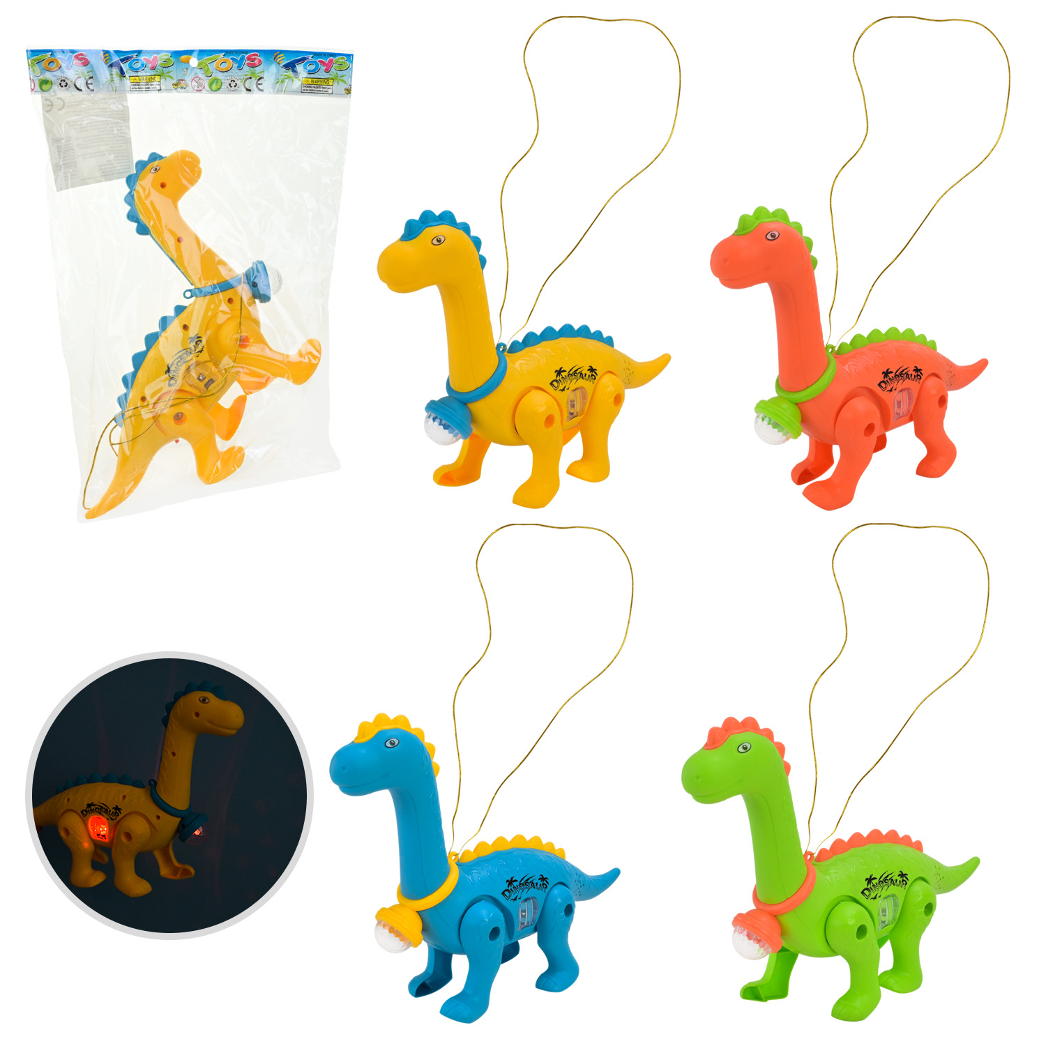 Тварина муз. арт. 776-13 (192шт/2) 4 кольори динозавр, світ., звук, р-р 25*7*18 см, у пакеті 21*7*32см