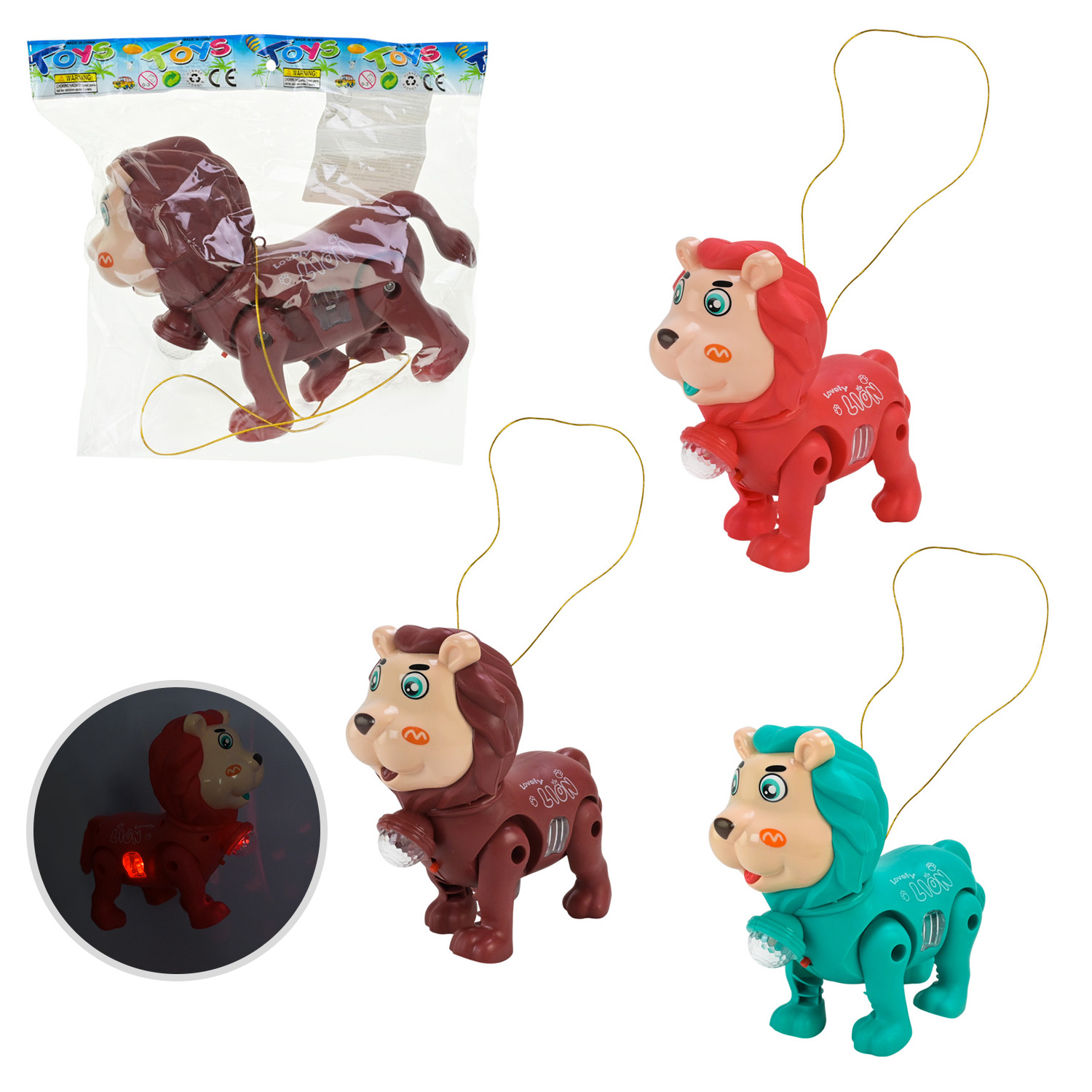 Тварина муз. арт. 776-8 (180шт/2) 4 кольори лев, світ., звук, р-р 18*8*17 см, пакет. 25*8*28см